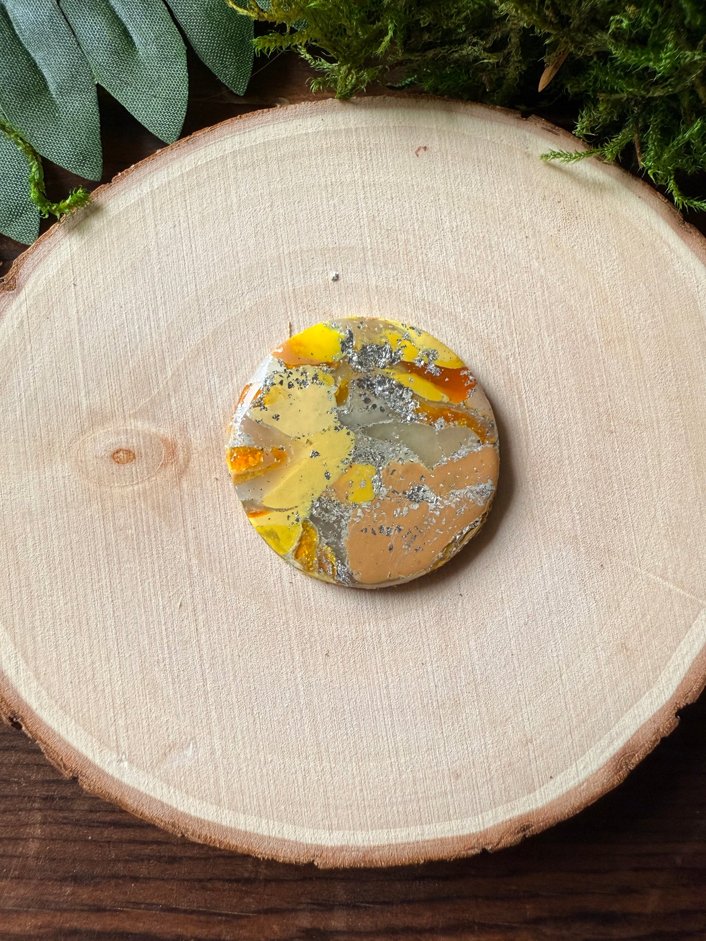 1.25" Silver & Yellow Eco-Friendly Earthstone