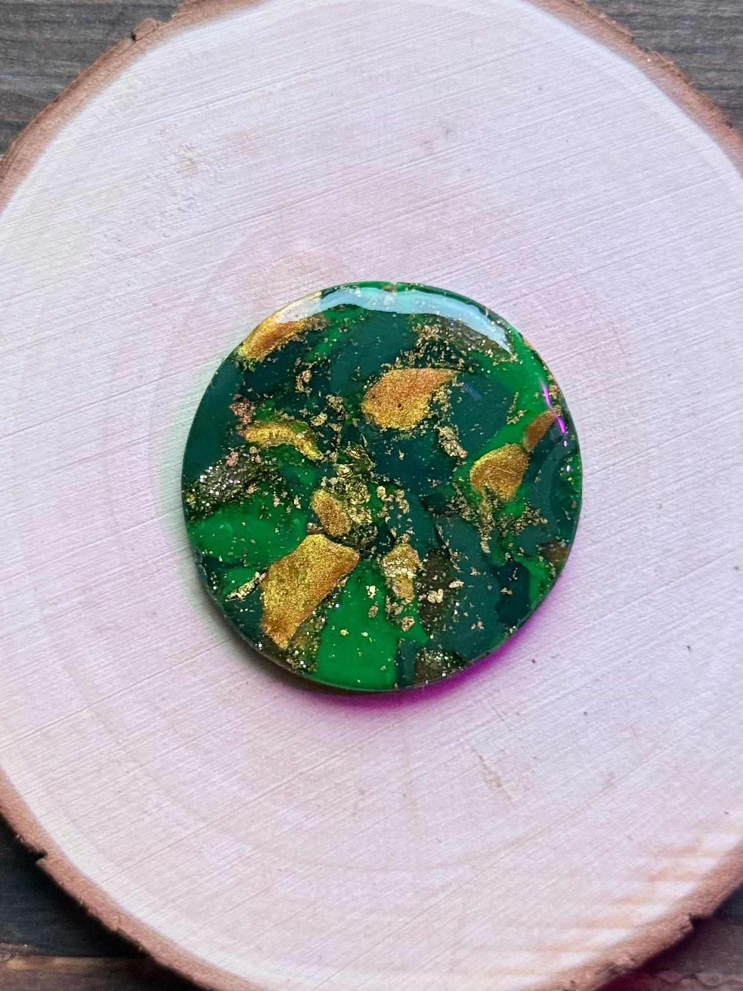 1.5" Gold & Green Eco-Friendly Earthstone