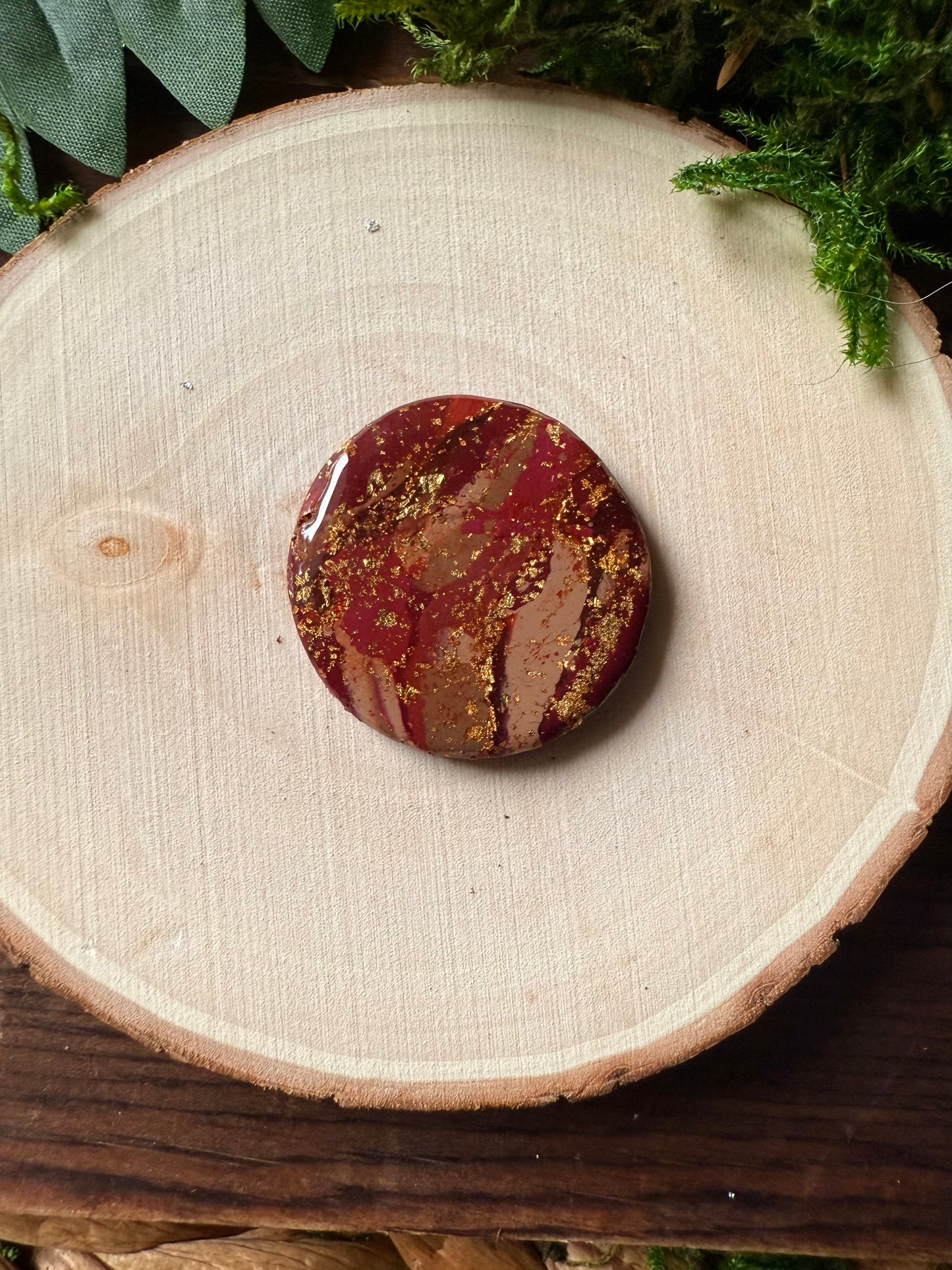 1.25" Gold & Maroon Eco-Friendly Earthstone