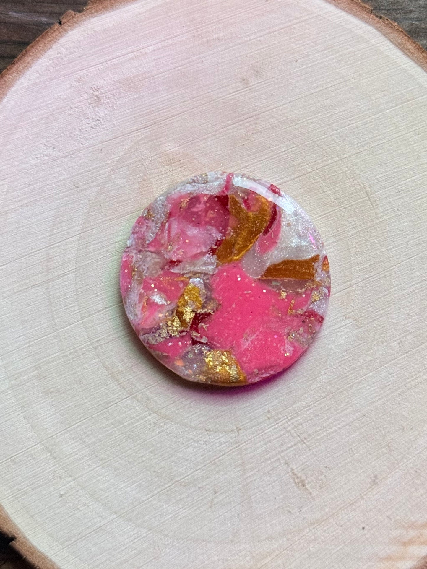 1.25" Gold & Pink Eco-Friendly Earthstone