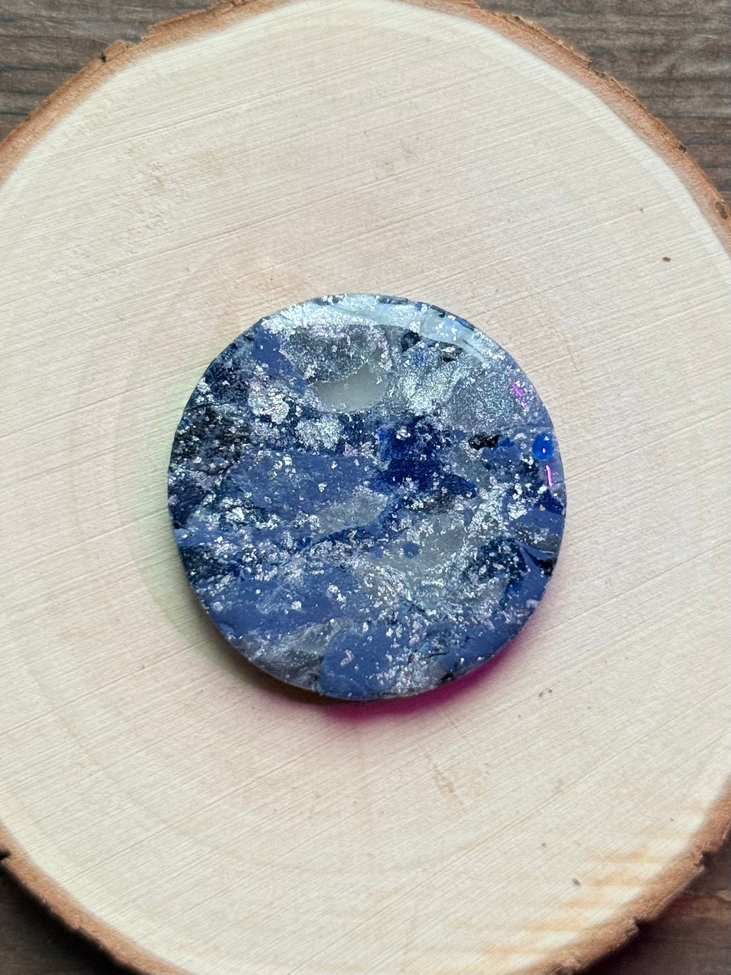 1.5" Silver & Grey Blue Eco-Friendly Earthstone