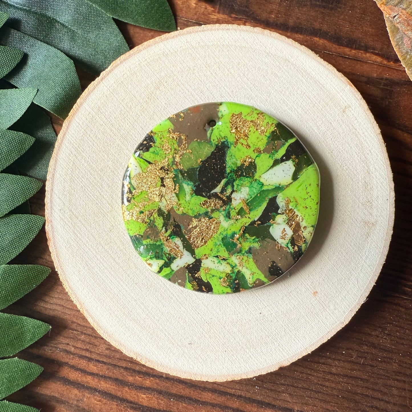 1.75" Gold & Green Eco-Friendly Earthstone