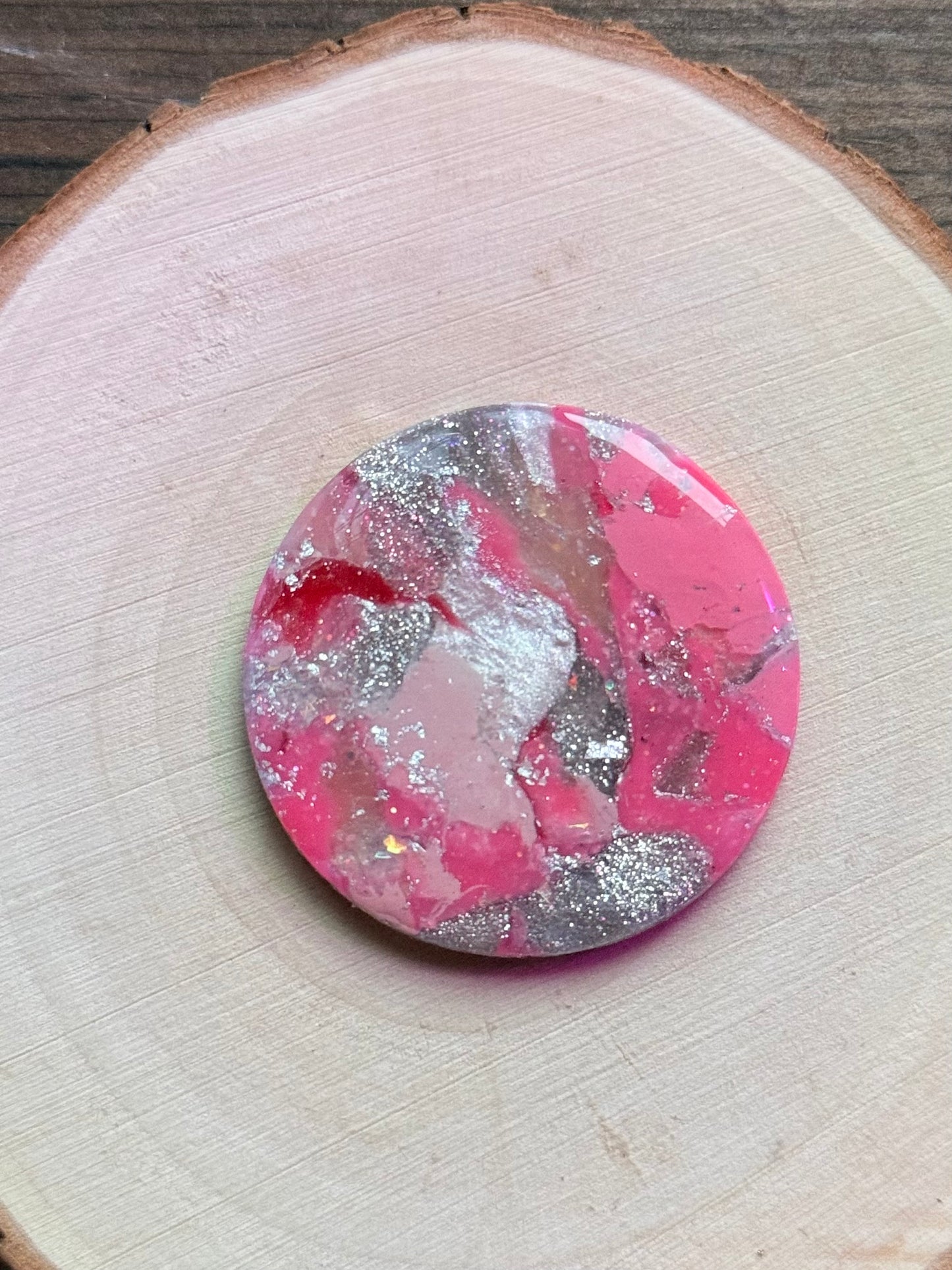 1.5" Silver & Pink Eco-Friendly Earthstone