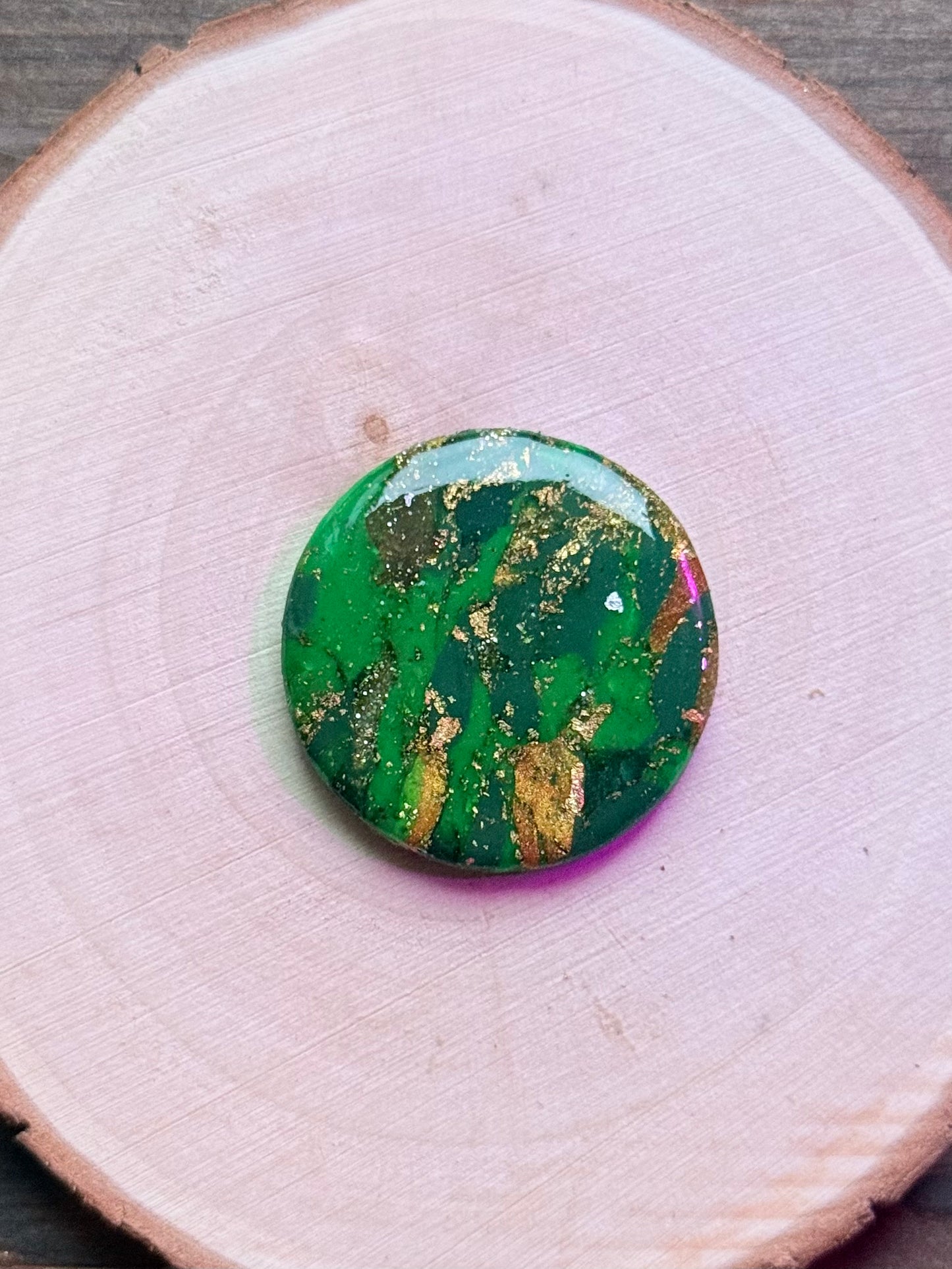 1.25" Gold & Green Eco-Friendly Earthstone