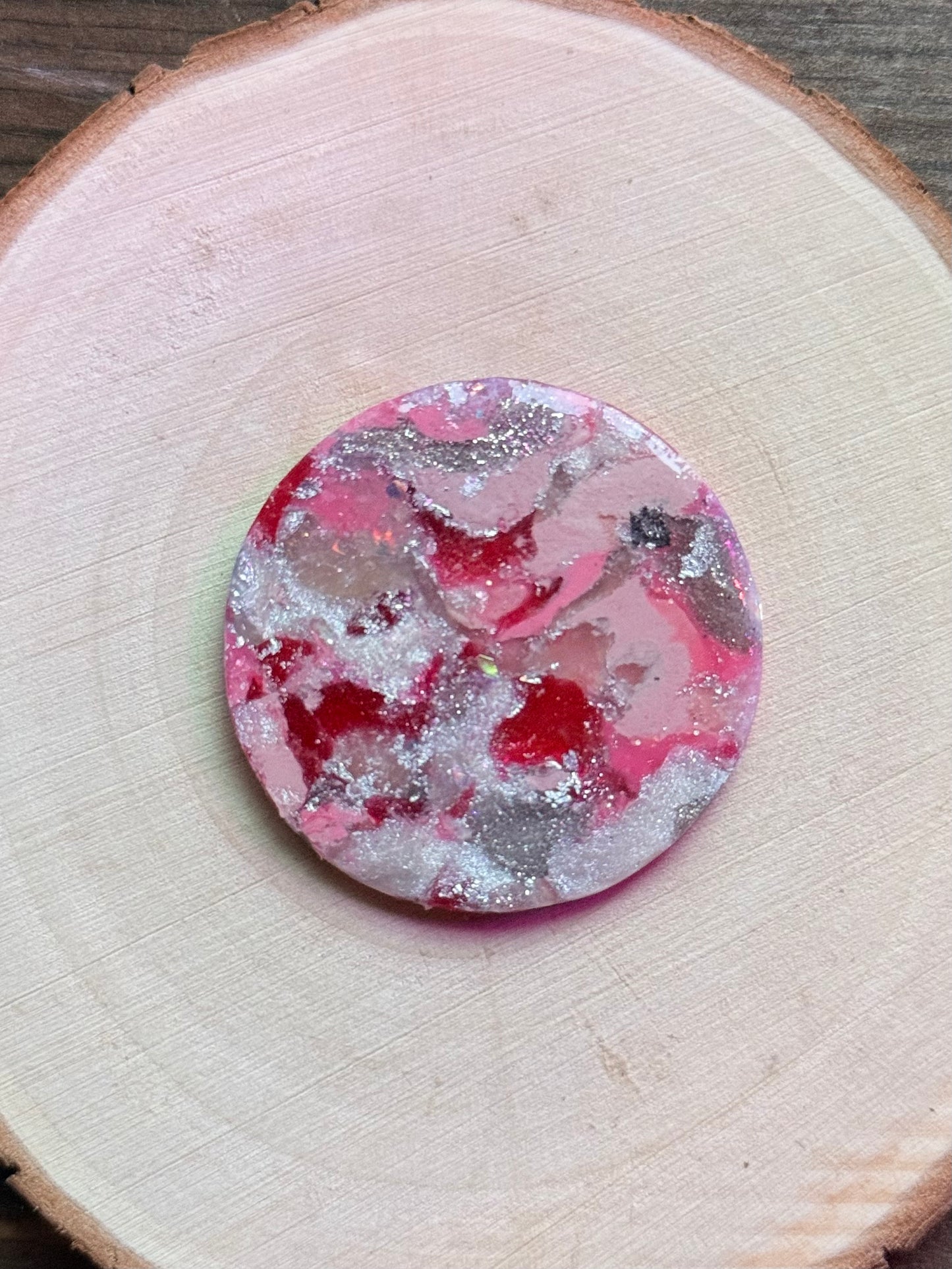 1.5" Silver & Pink Eco-Friendly Earthstone