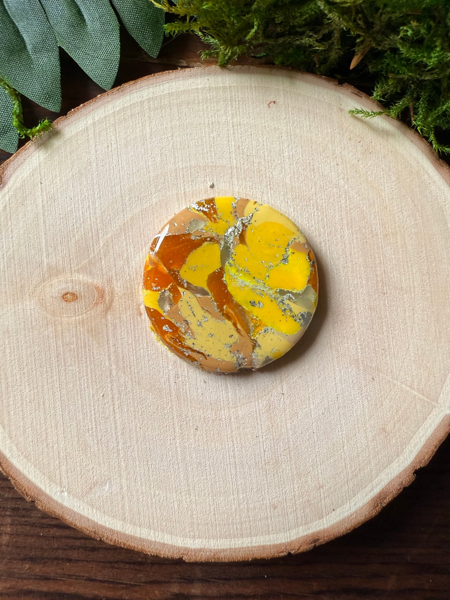 1.25" Silver & Yellow Eco-Friendly Earthstone