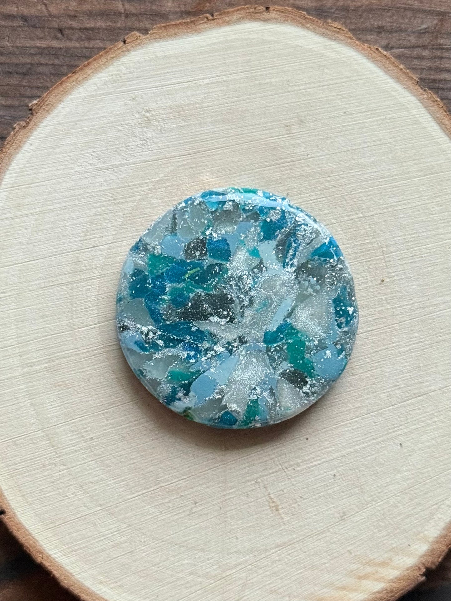 1.5" Silver & Blue Eco-Friendly Earthstone