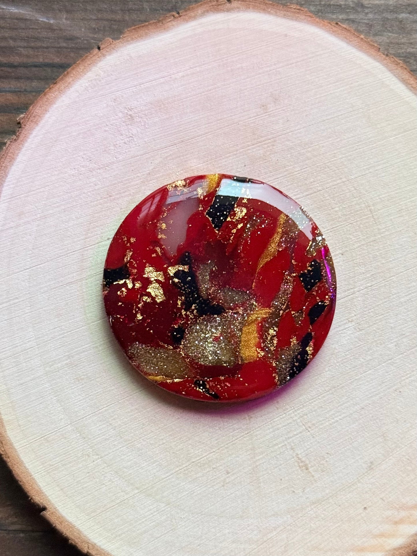 1.5" Gold & Red Eco-Friendly Earthstone