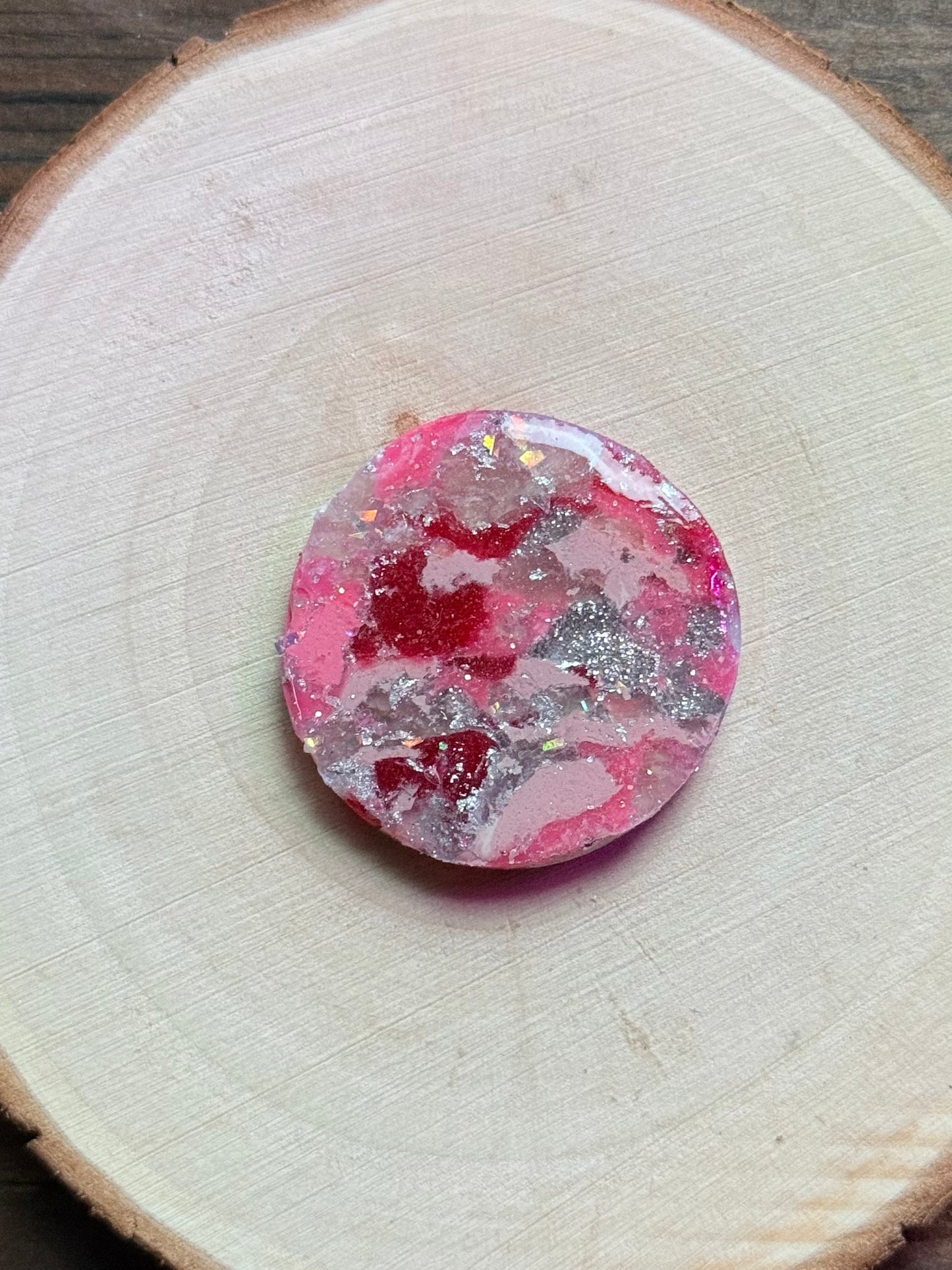 1.25" Silver & Pink Eco-Friendly Earthstone