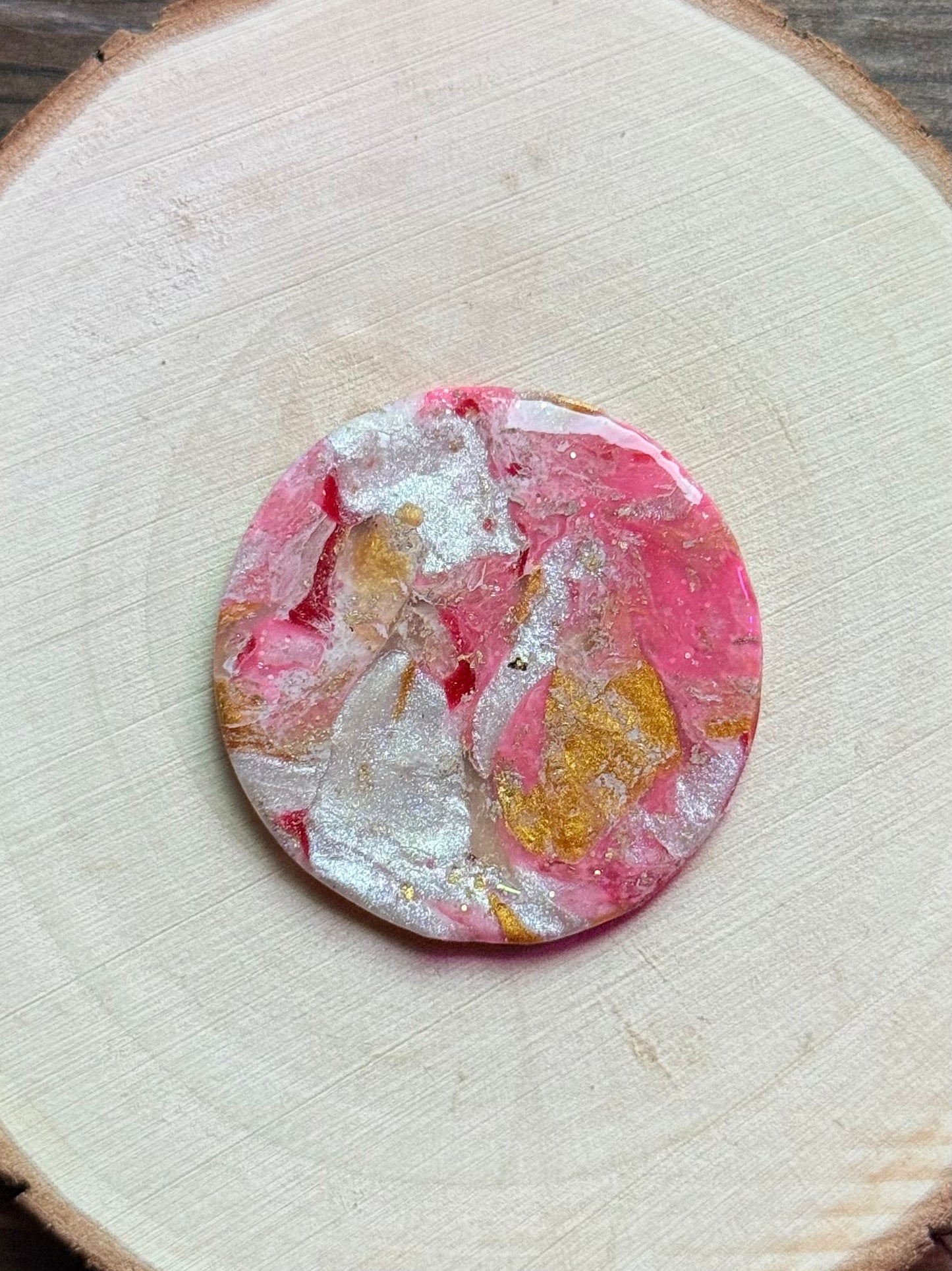1.5" Gold & Pink Eco-Friendly Earthstone