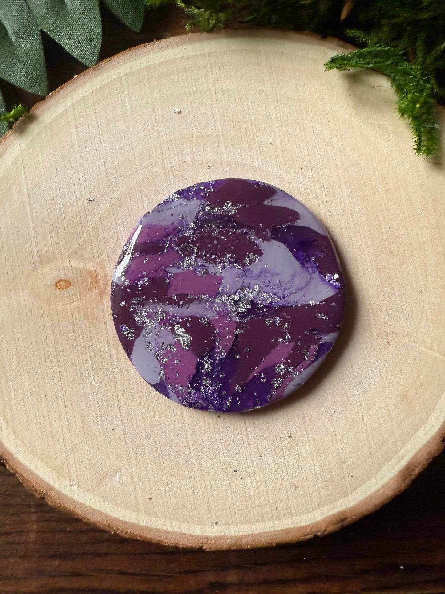 1.5" Silver & Purple Eco-Friendly Earthstone