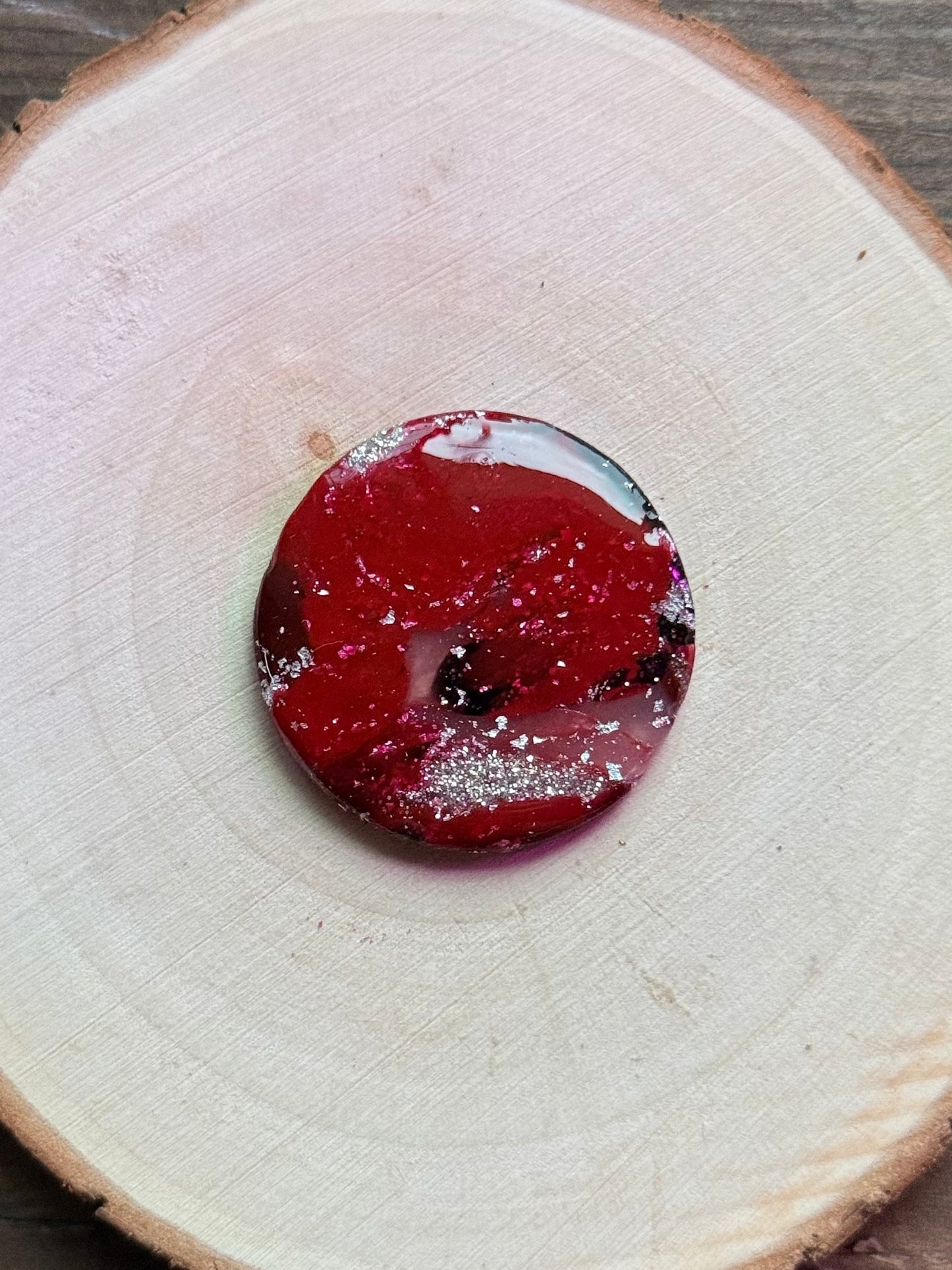 1.25" Silver & Red Eco-Friendly Earthstone