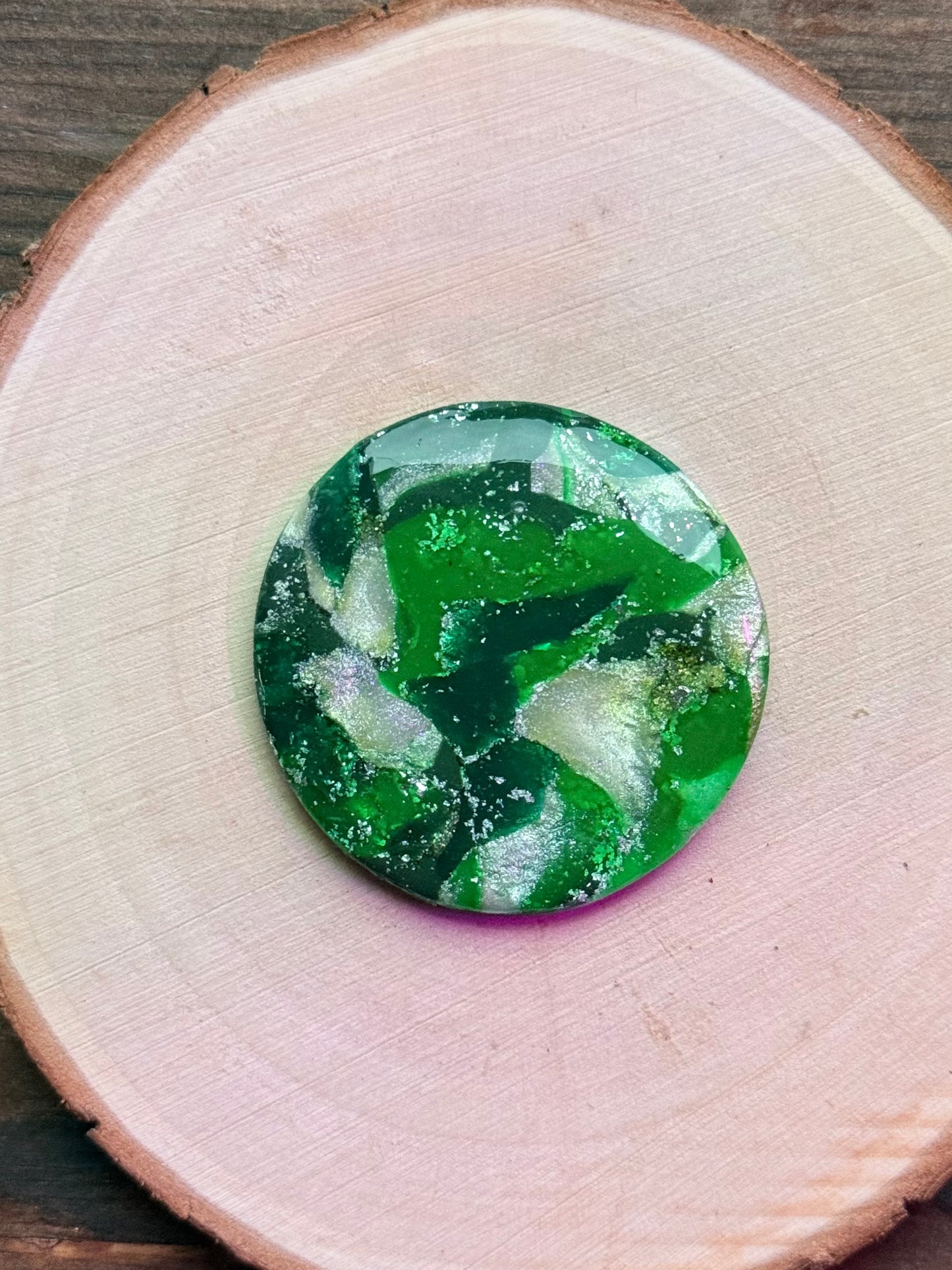 1.5" Silver & Green Eco-Friendly Earthstone