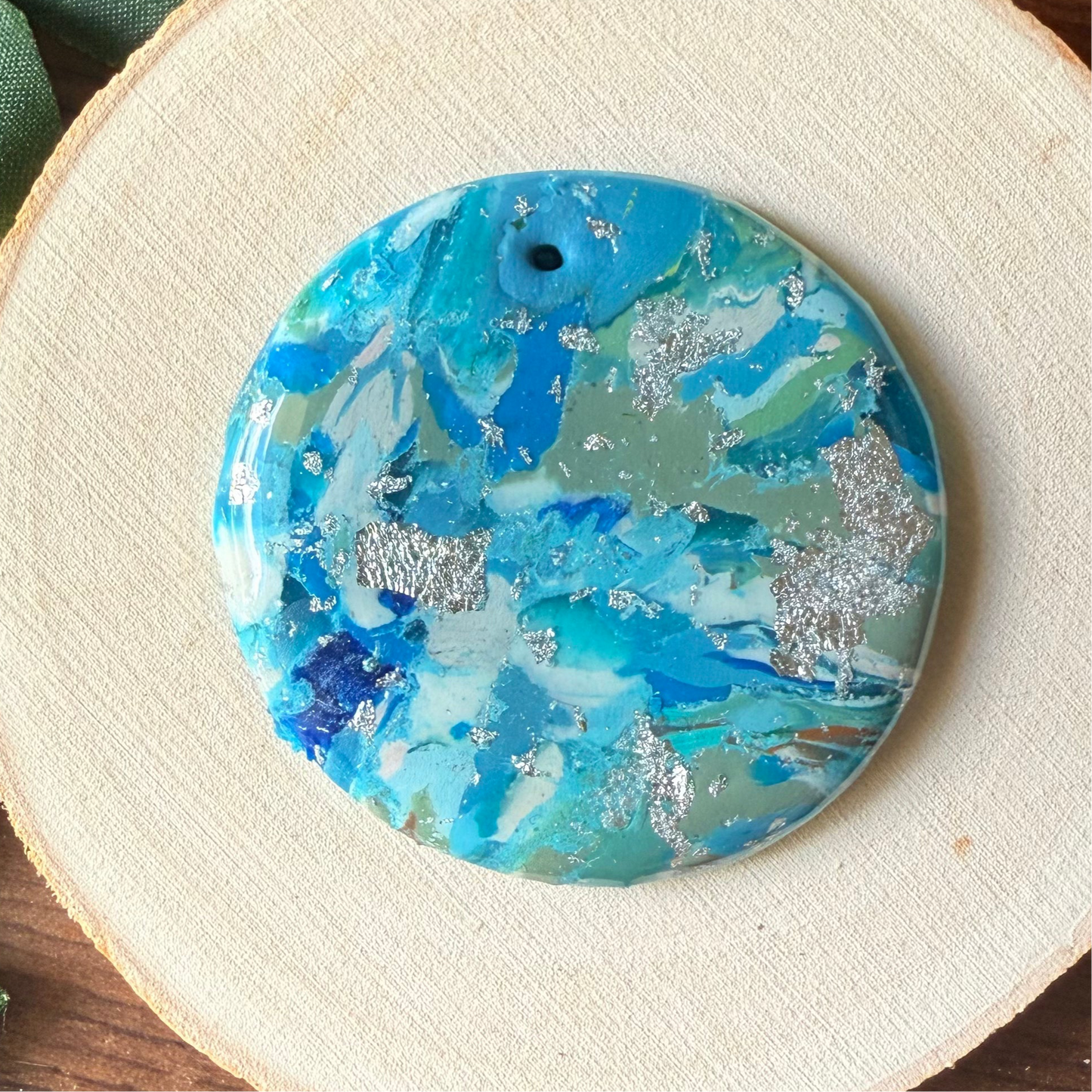 1.75" Silver & Blue Eco-Friendly Earthstone