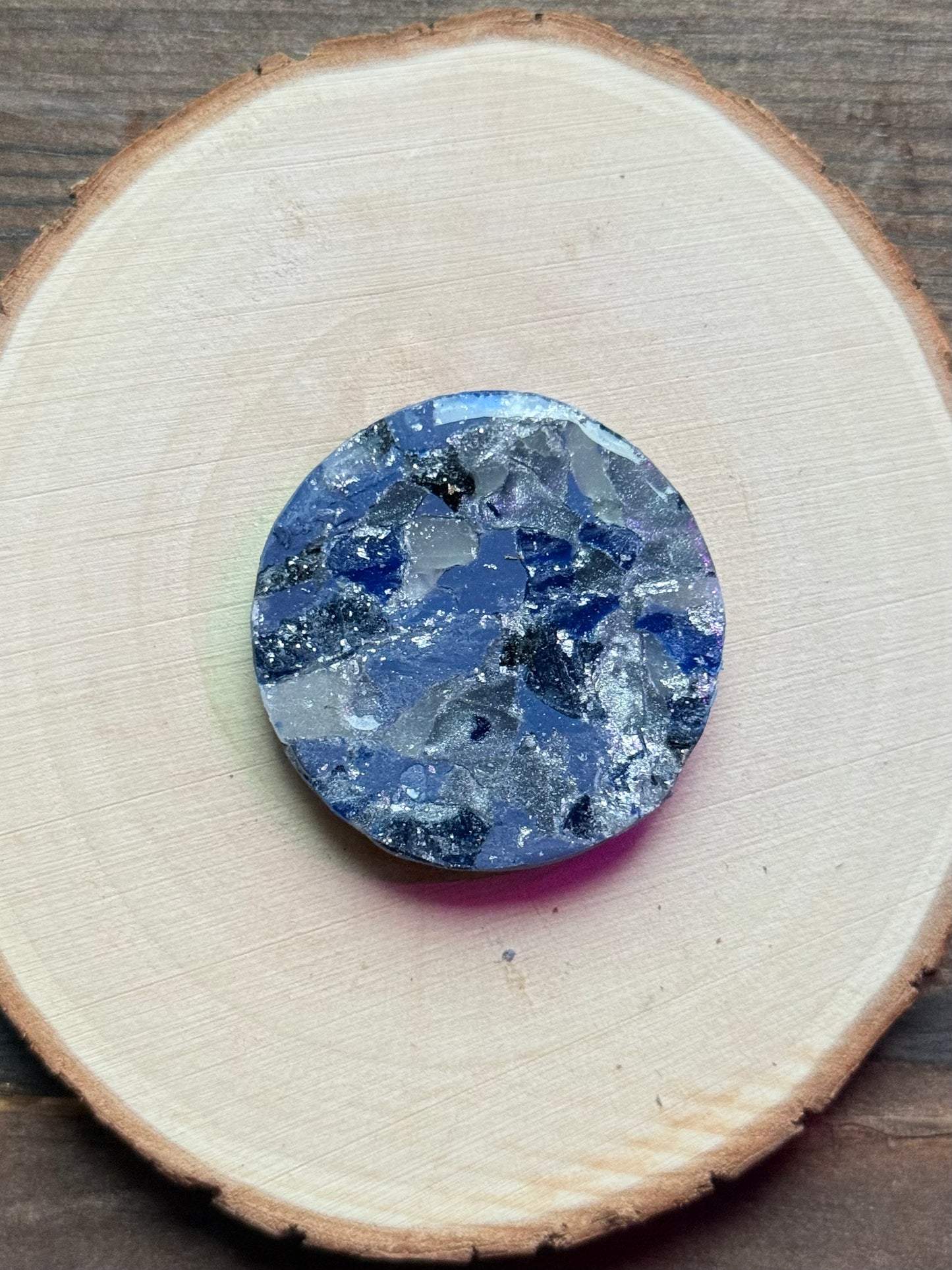 1.5" Silver & Grey Blue Eco-Friendly Earthstone