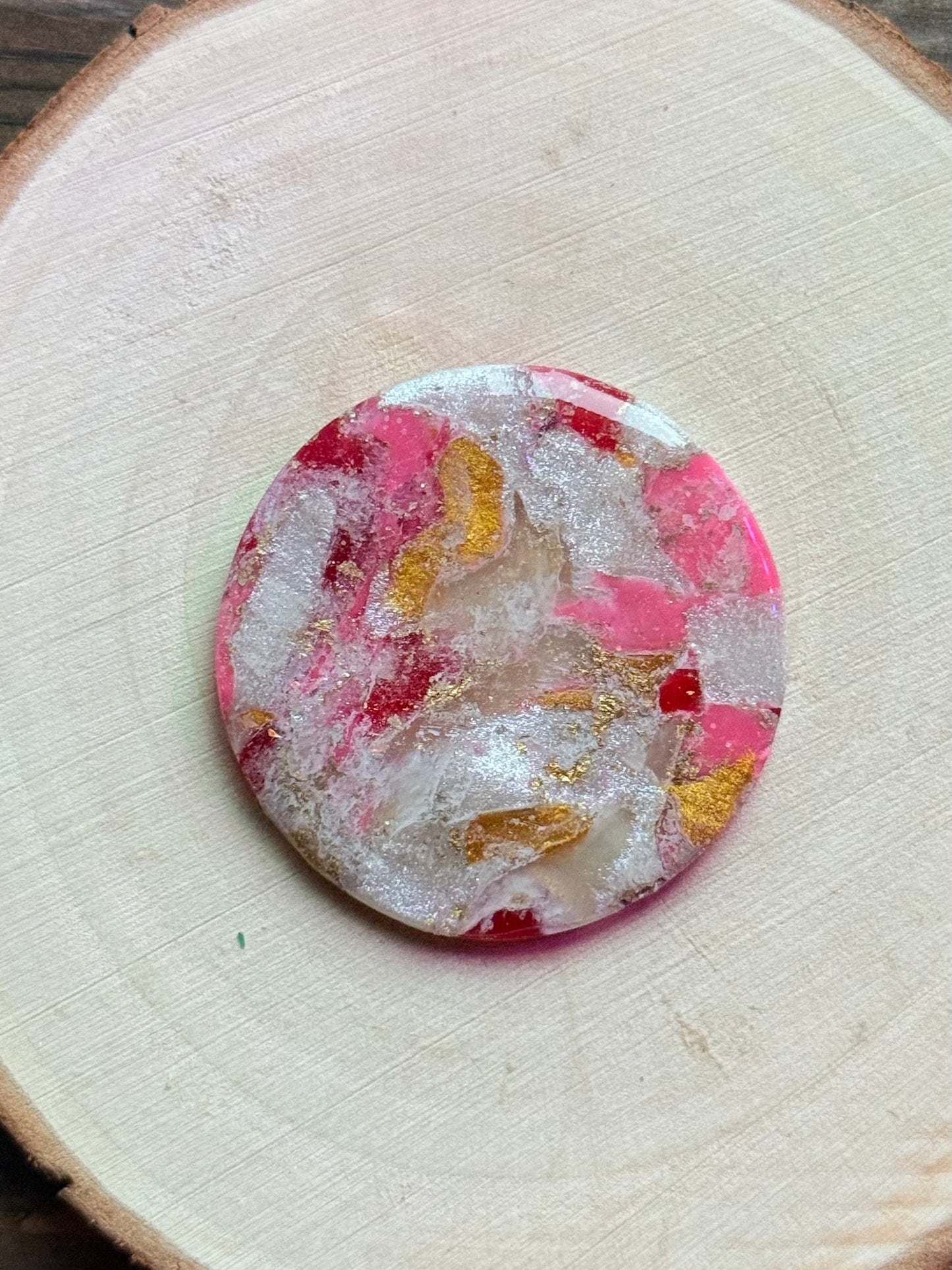1.5" Gold & Pink Eco-Friendly Earthstone
