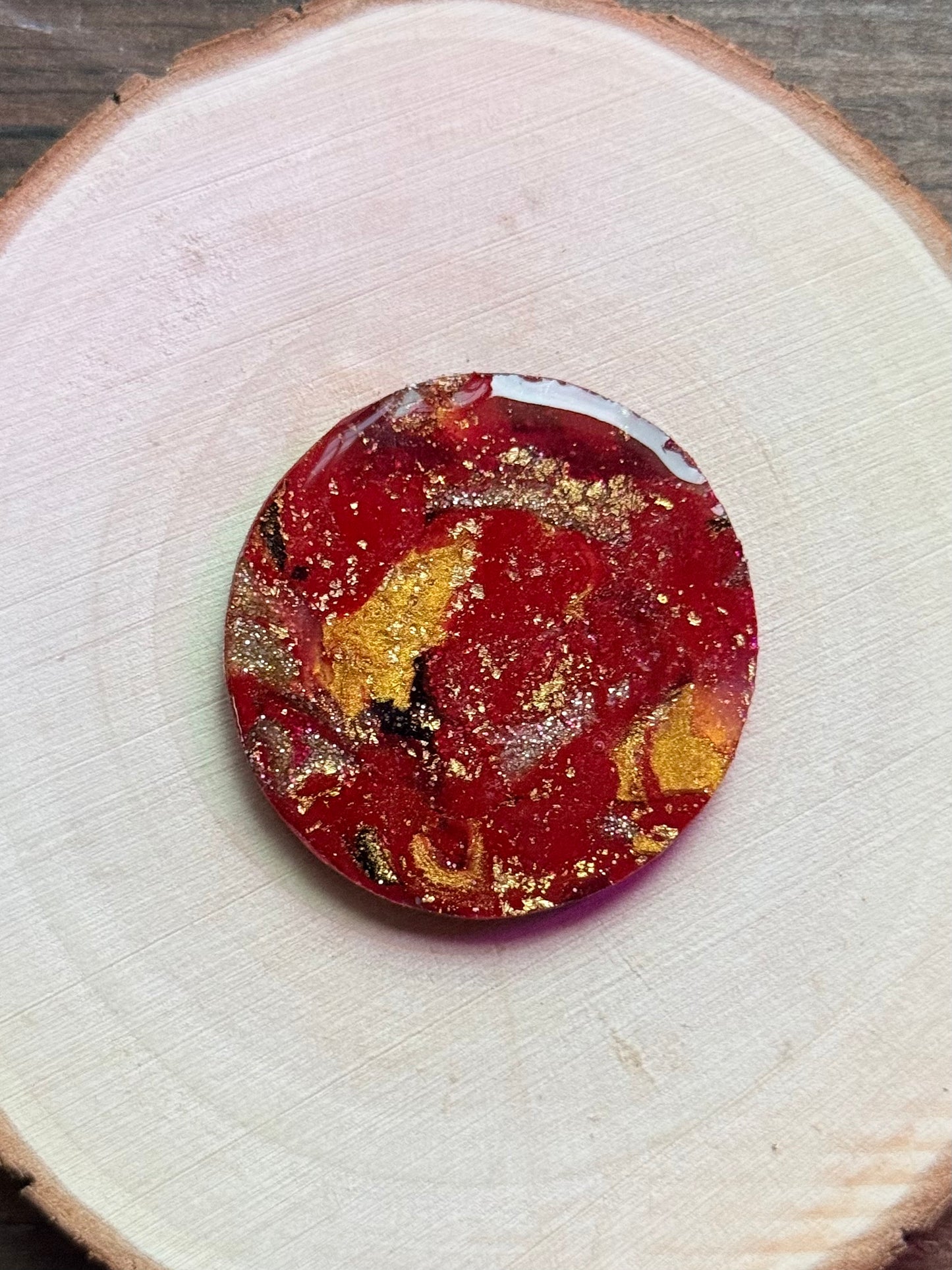 1.5" Gold & Red Eco-Friendly Earthstone
