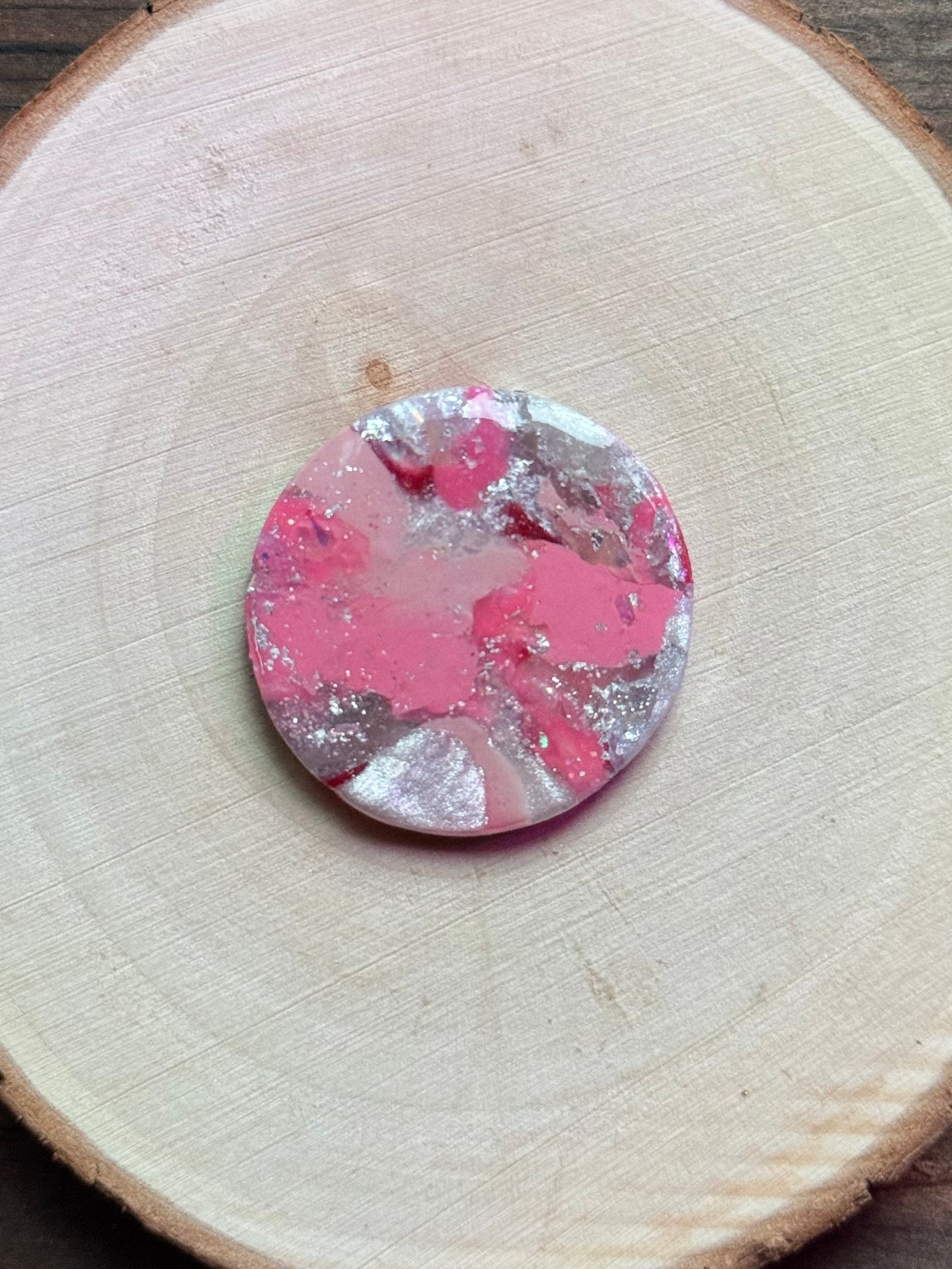 1.25" Silver & Pink Eco-Friendly Earthstone