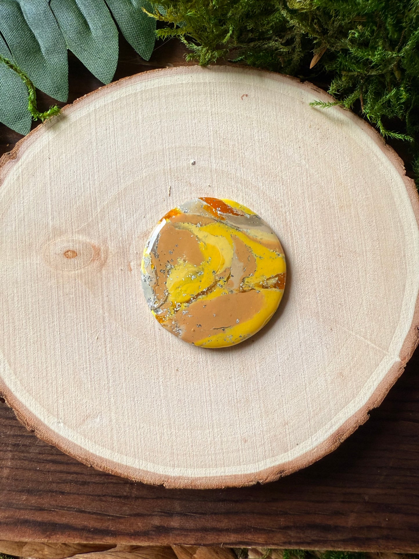 1.25" Silver & Yellow Eco-Friendly Earthstone