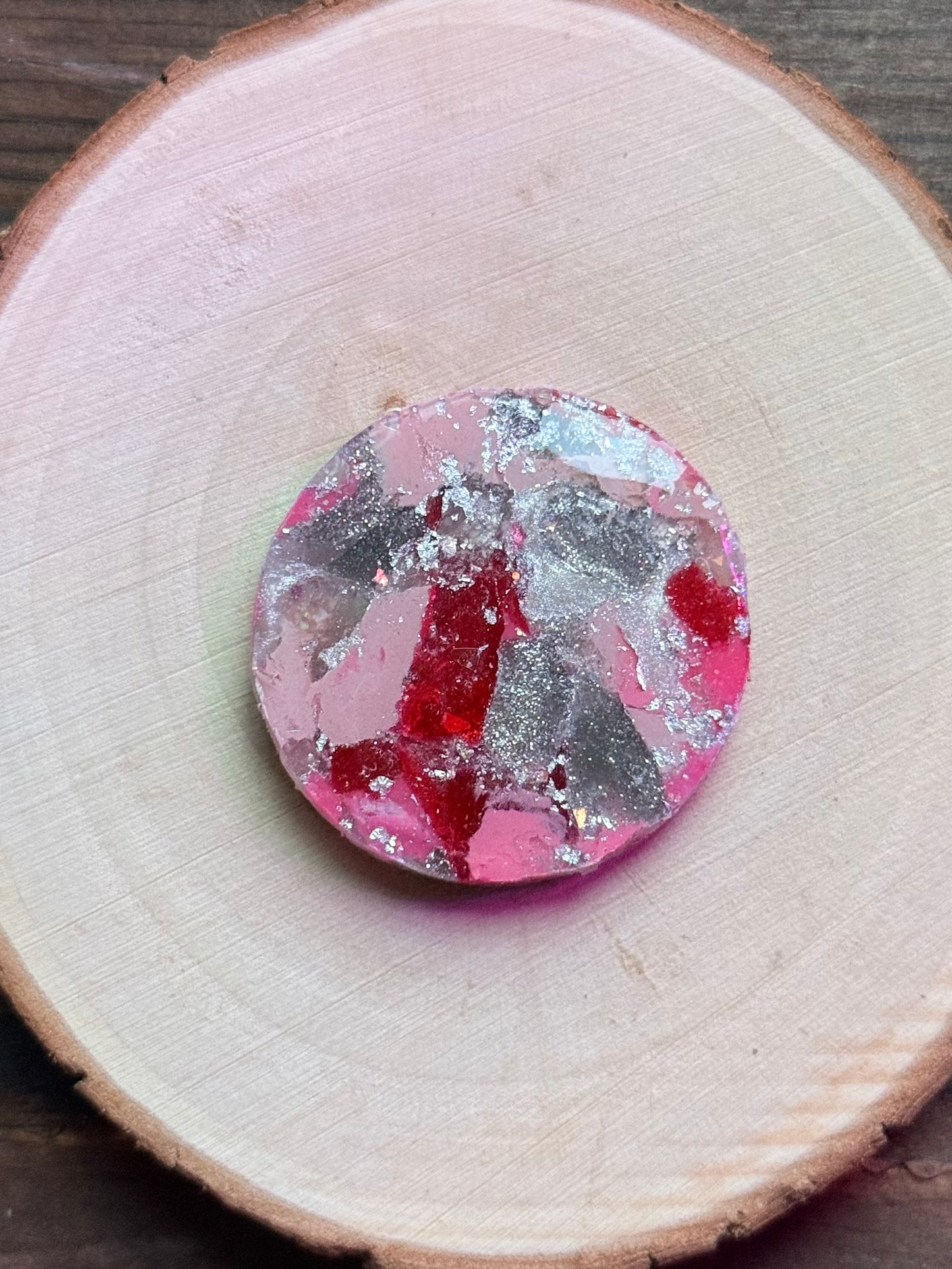 1.5" Silver & Pink Eco-Friendly Earthstone