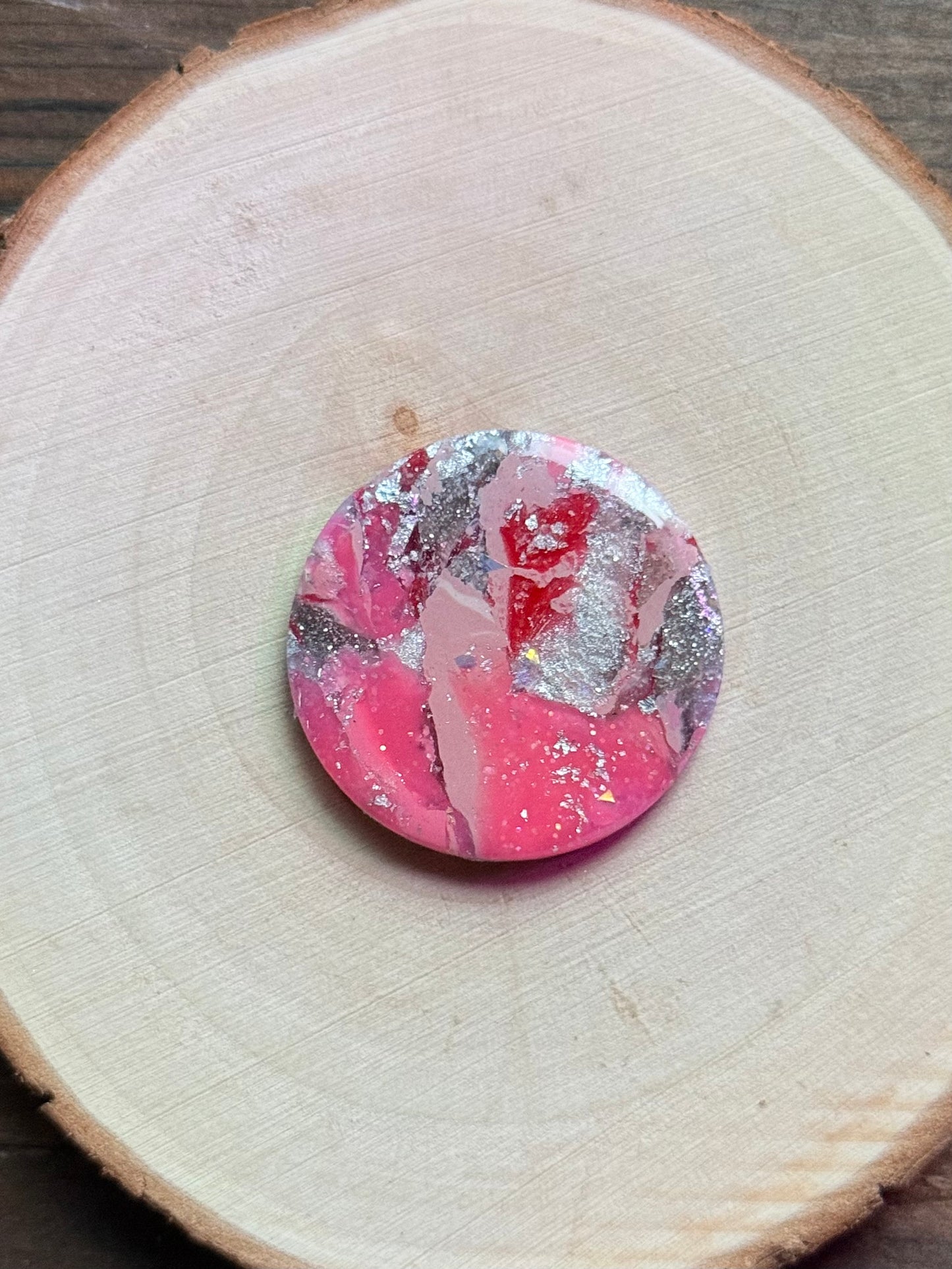 1.25" Silver & Pink Eco-Friendly Earthstone