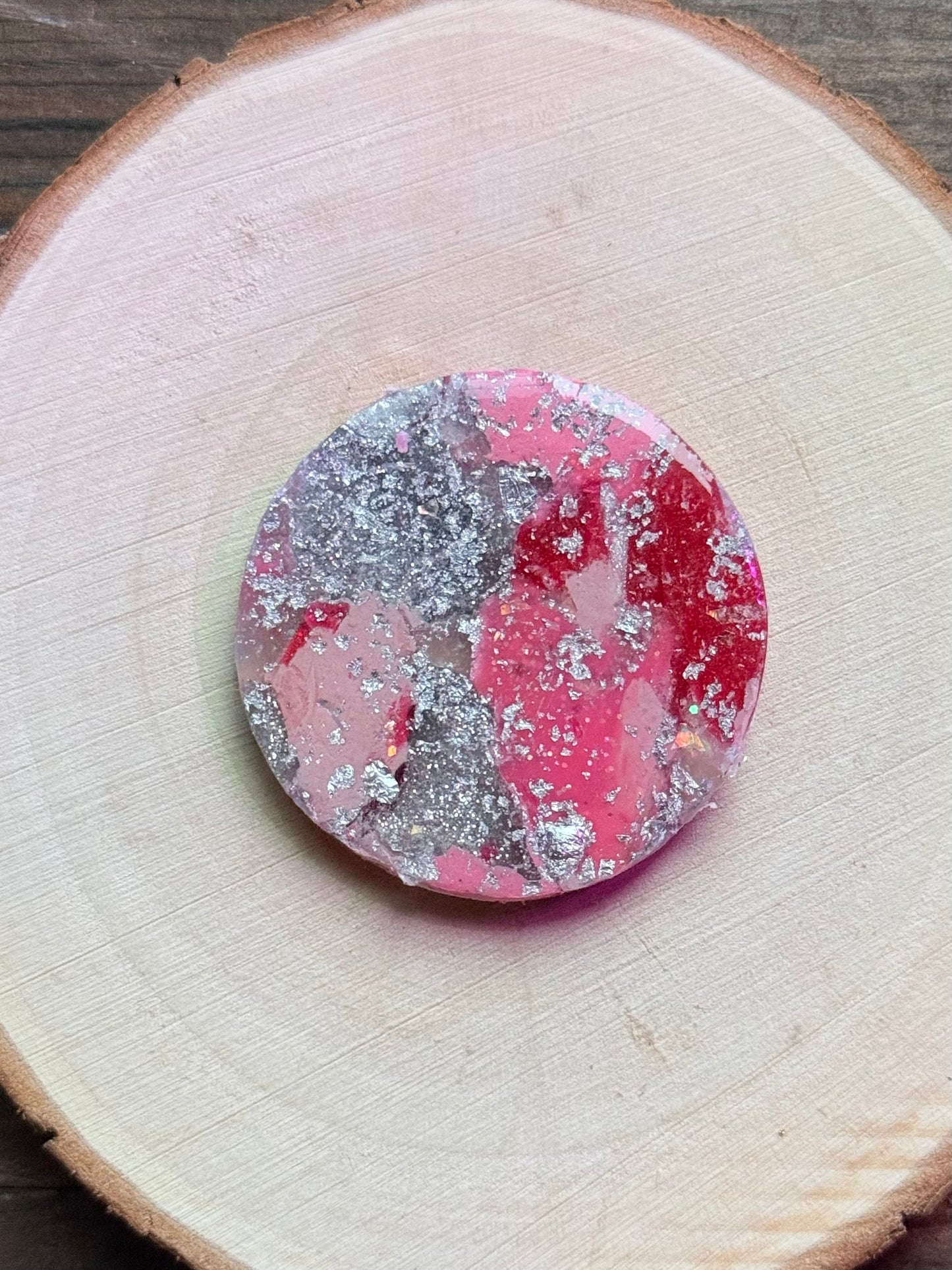 1.5" Silver & Pink Eco-Friendly Earthstone