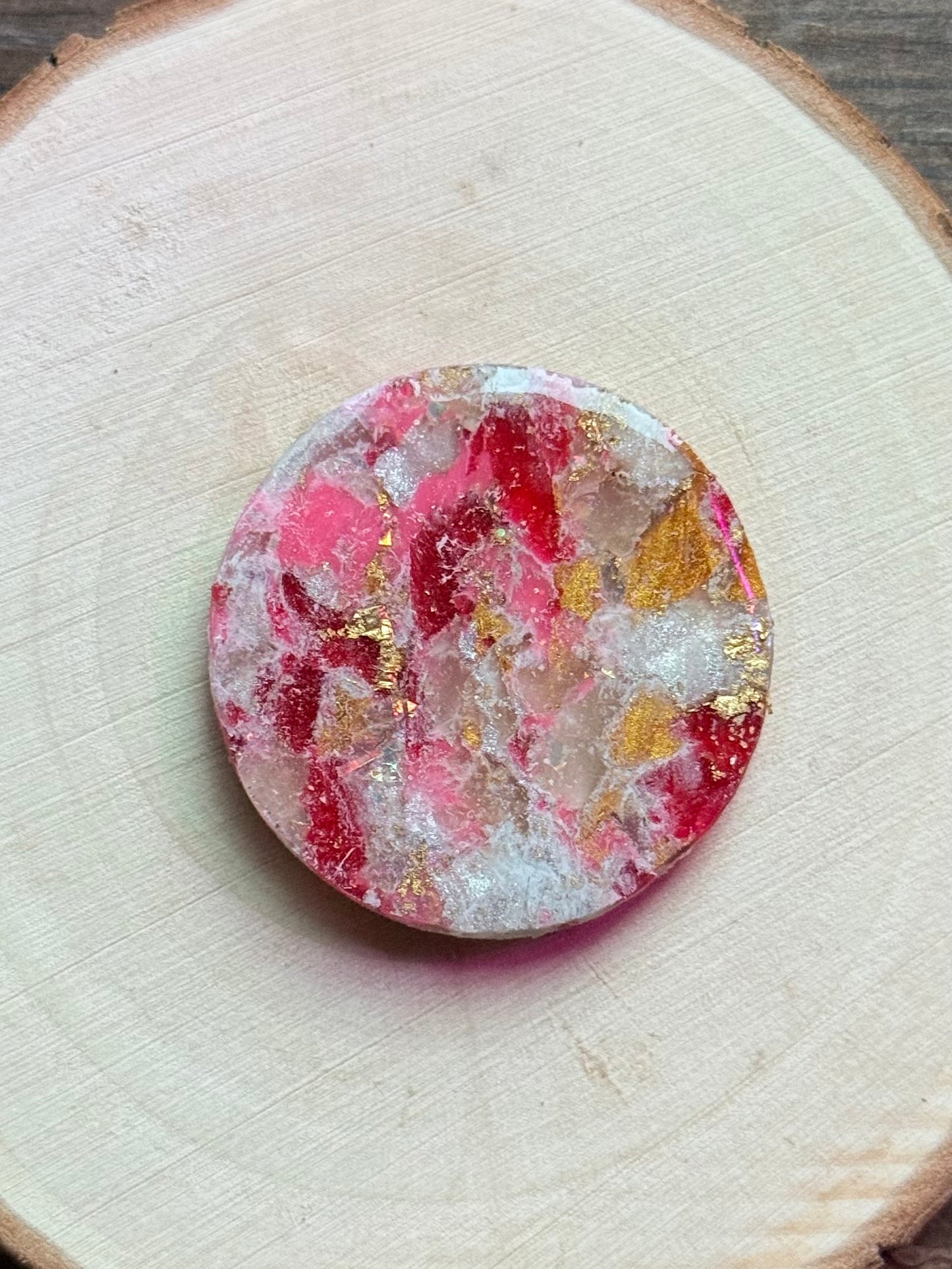 1.5" Gold & Pink Eco-Friendly Earthstone