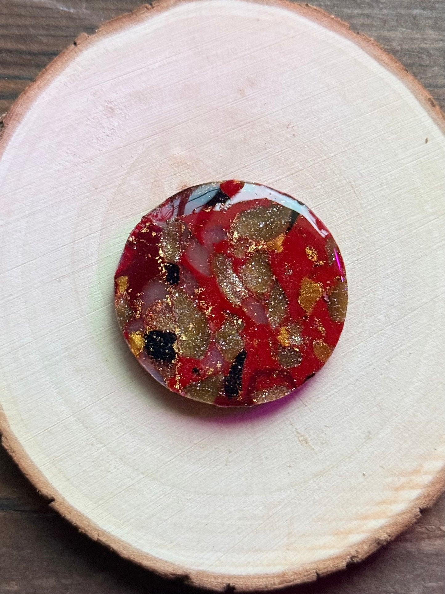 1.5" Gold & Red Eco-Friendly Earthstone