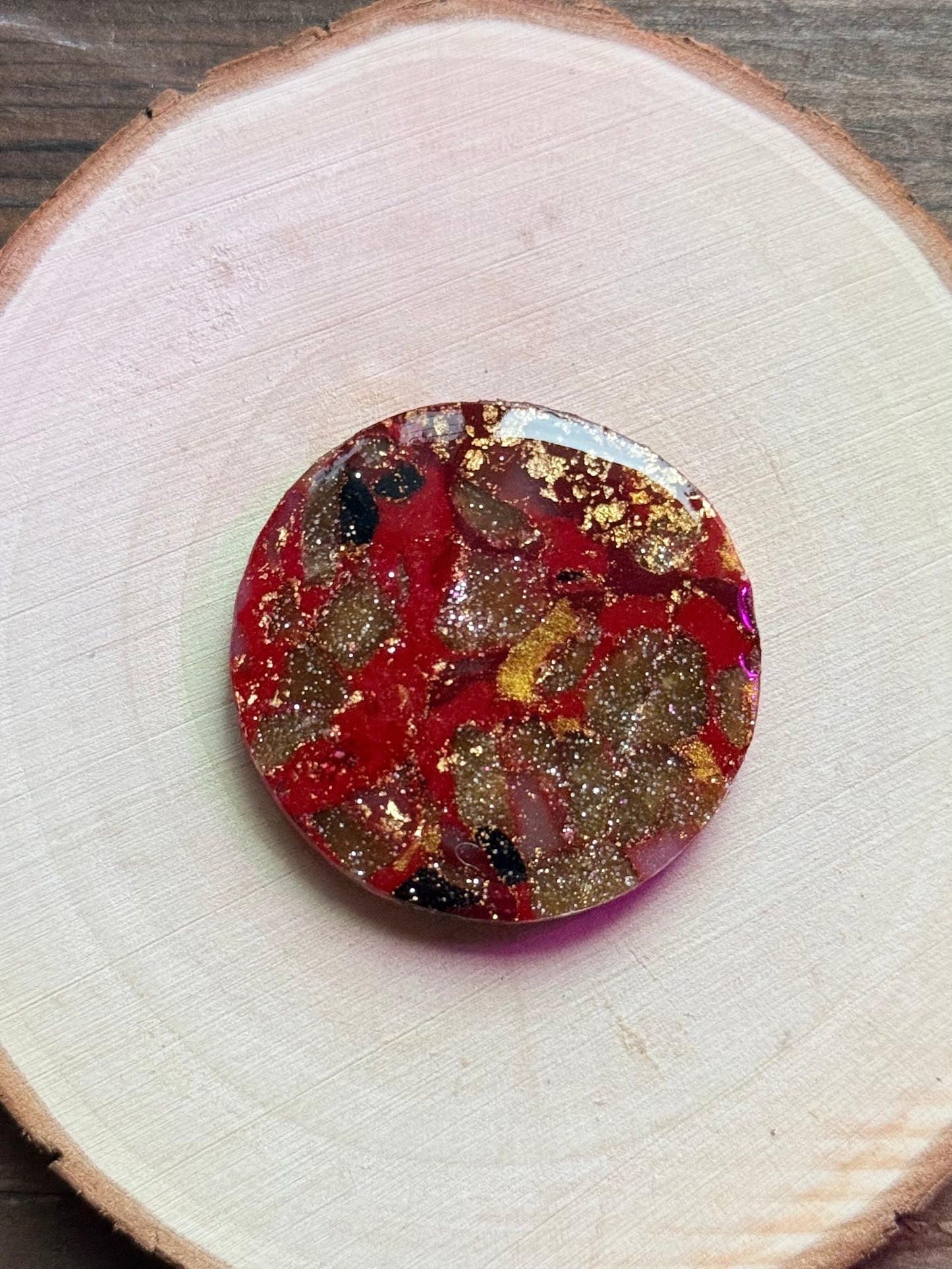 1.5" Gold & Red Eco-Friendly Earthstone