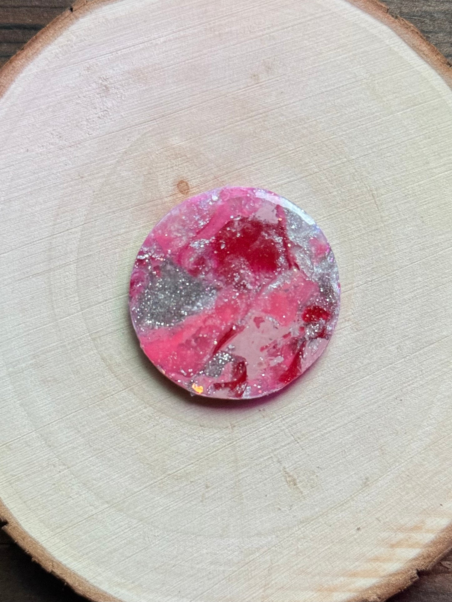 1.25" Silver & Pink Eco-Friendly Earthstone