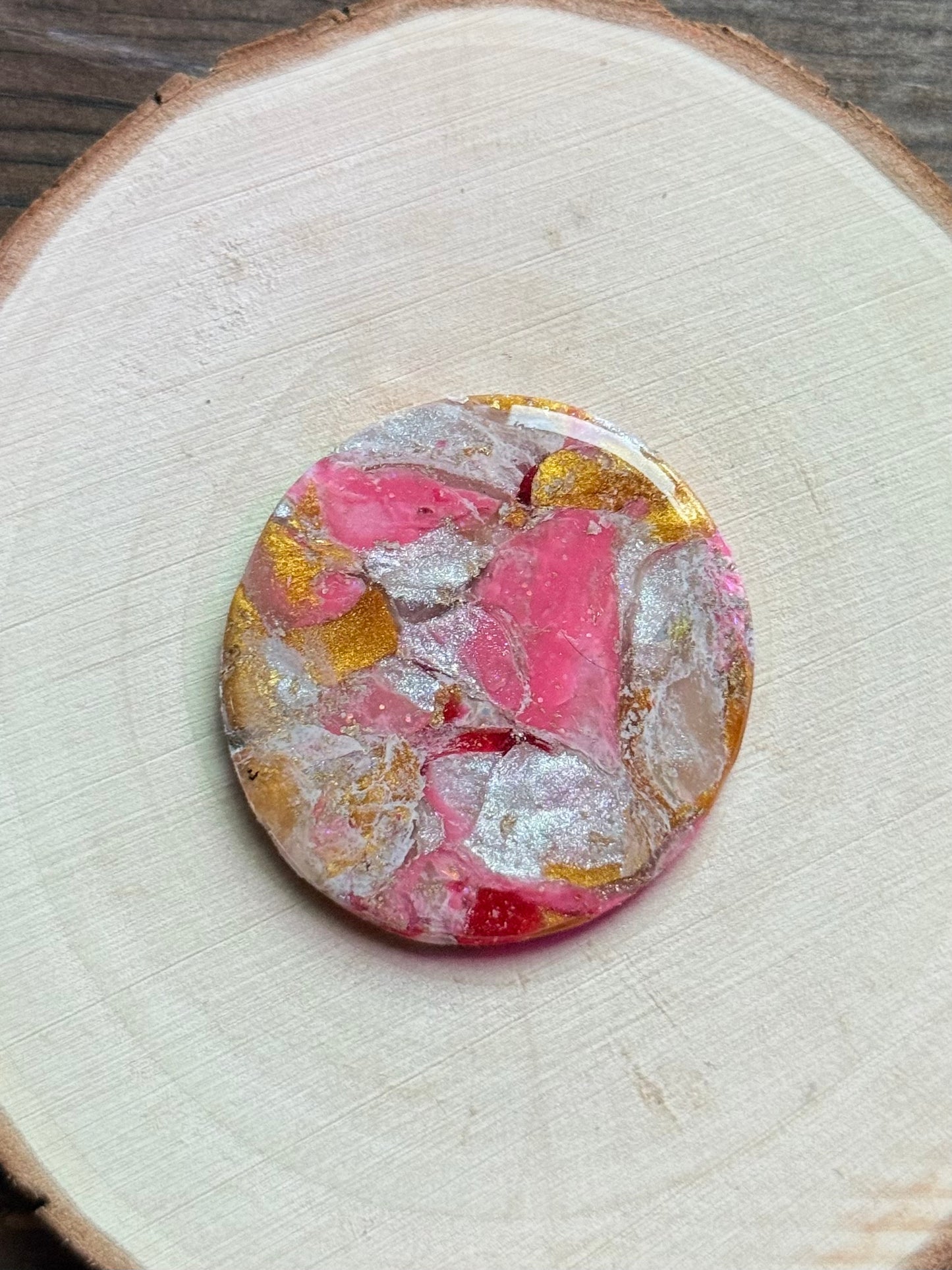 1.5" Gold & Pink Eco-Friendly Earthstone