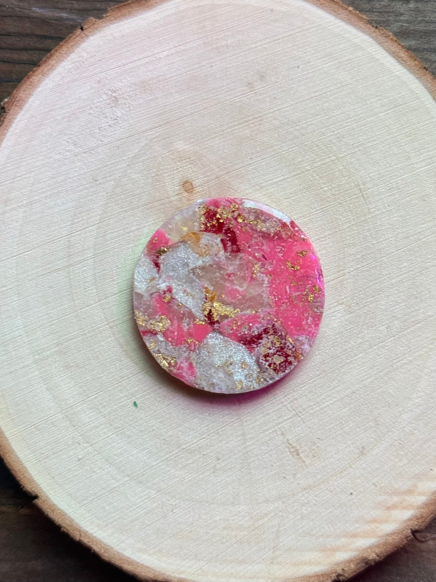 1.25" Gold & Pink Eco-Friendly Earthstone