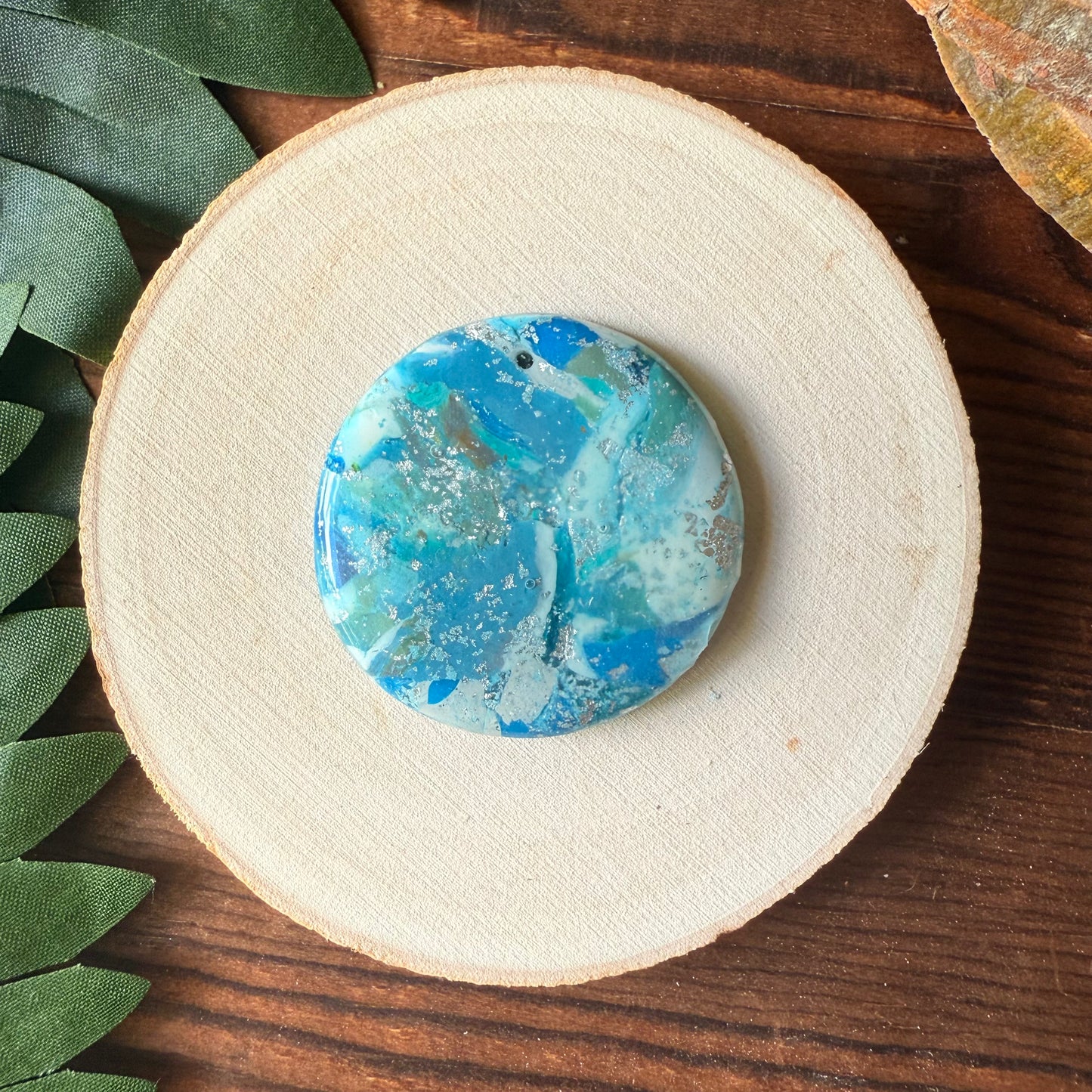 1.5" Silver & Blue Eco-Friendly Earthstone