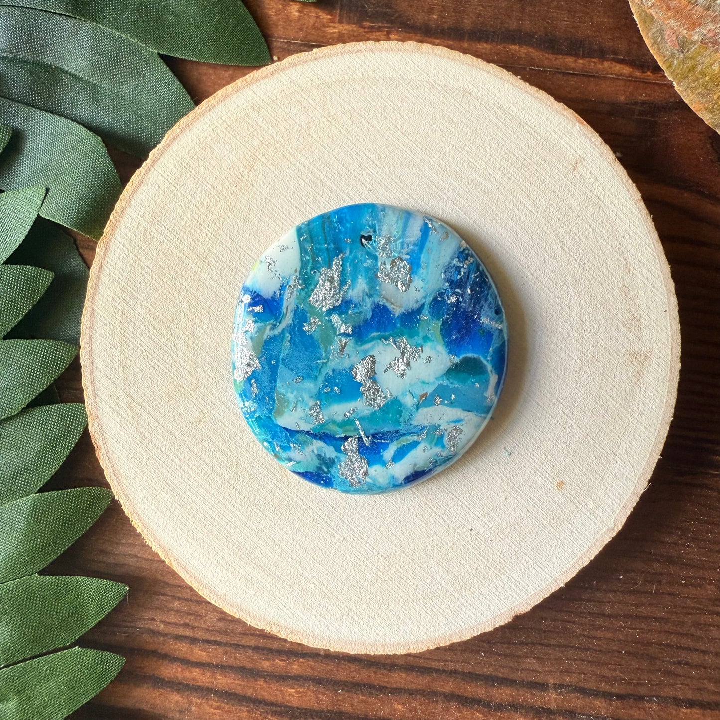 1.5" Silver & Blue Eco-Friendly Earthstone