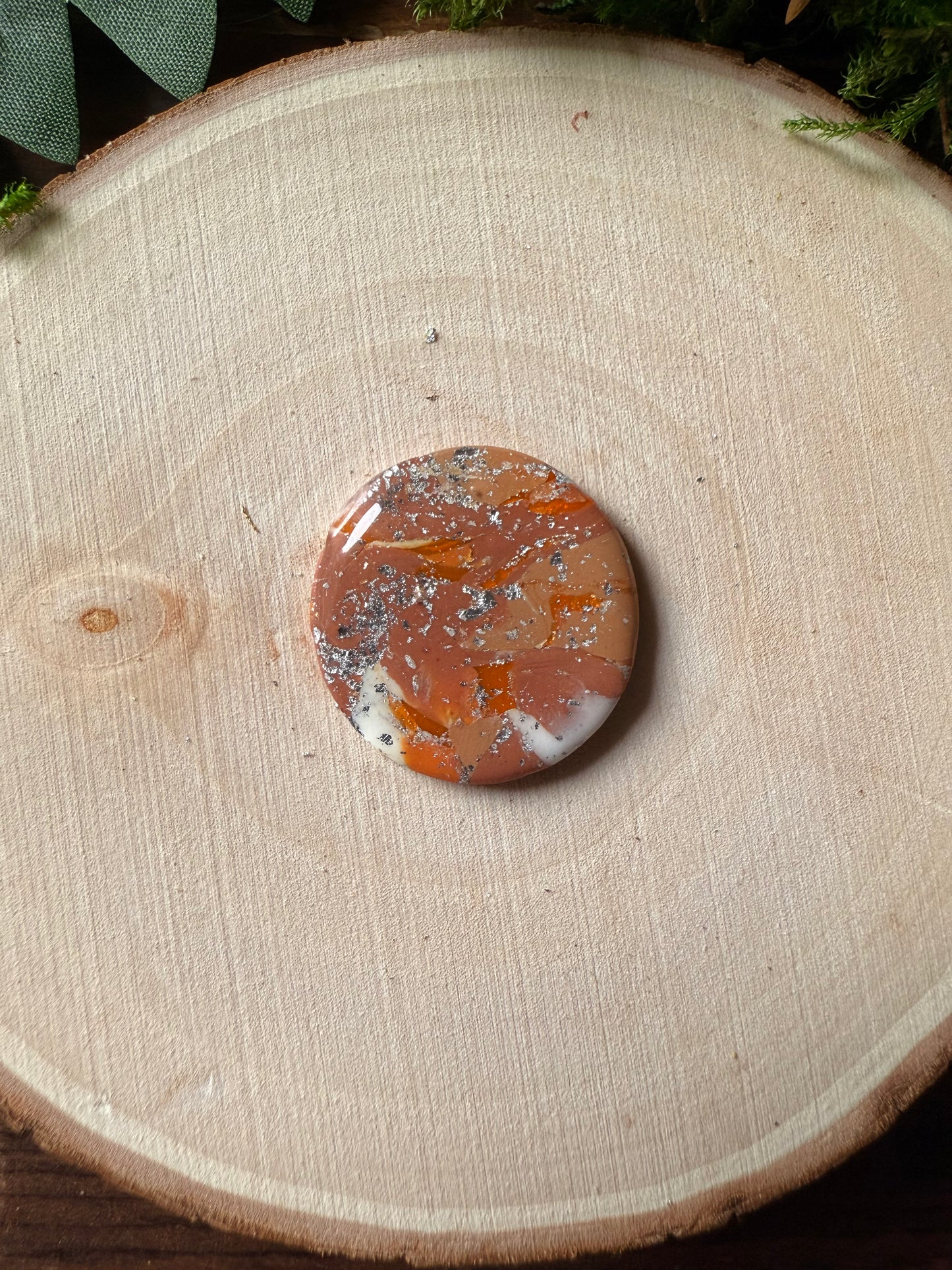 1" Silver & Orange Eco-Friendly Earthstone