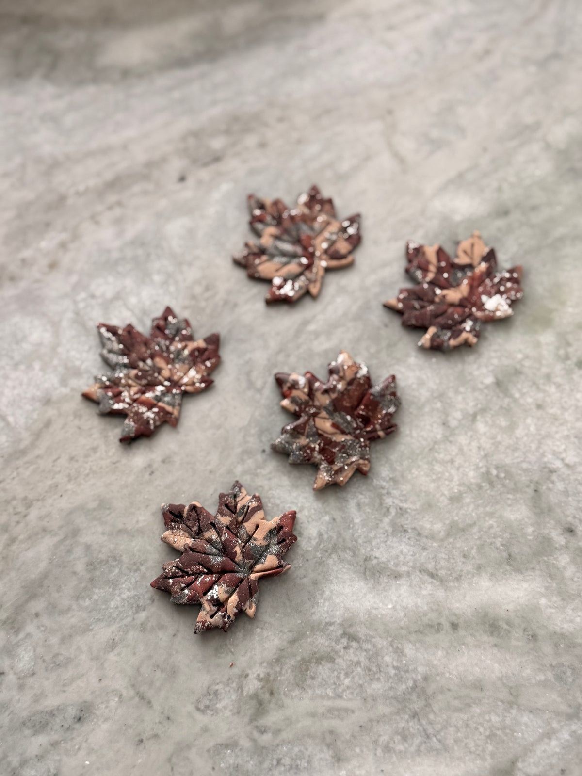 Silver & Burgundy Leaf Earthstones