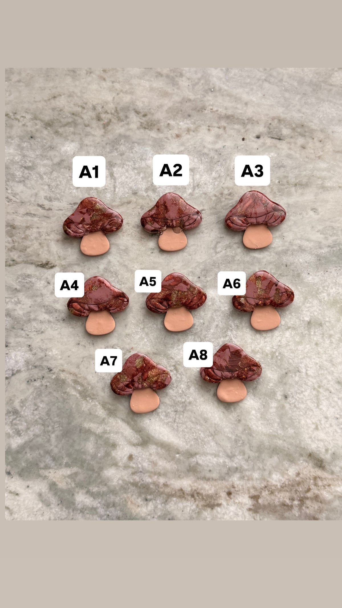 Mauve Pink Mushroom Earthstones