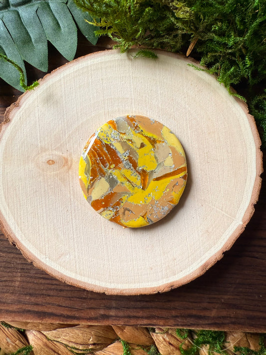 1.5" Silver & Yellow Eco-Friendly Earthstone