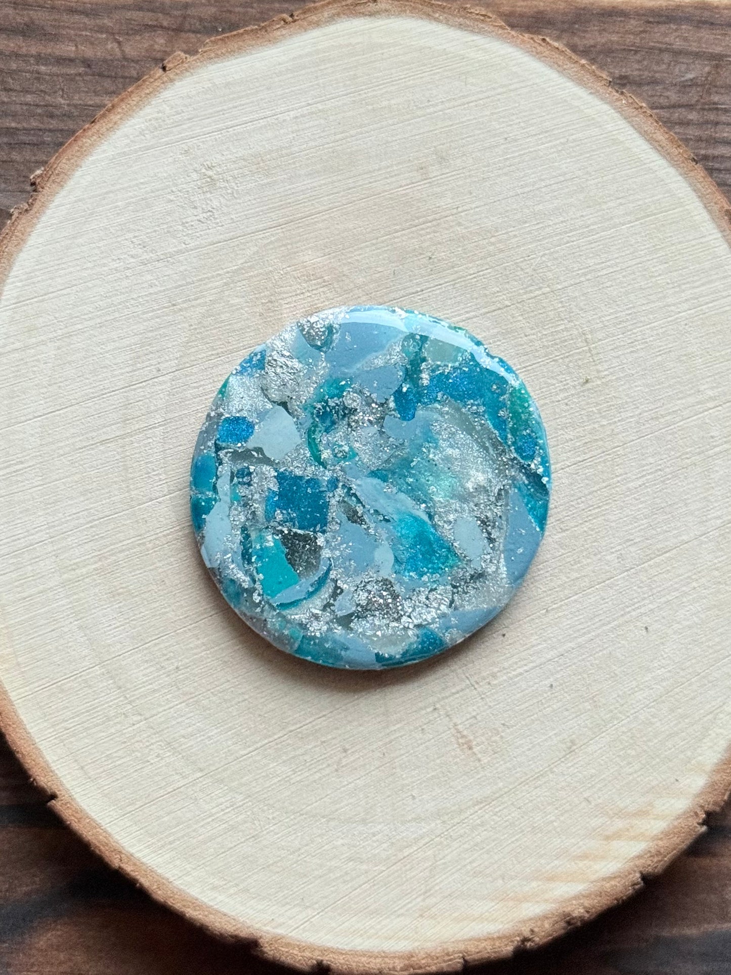 1.5" Silver & Blue Eco-Friendly Earthstone