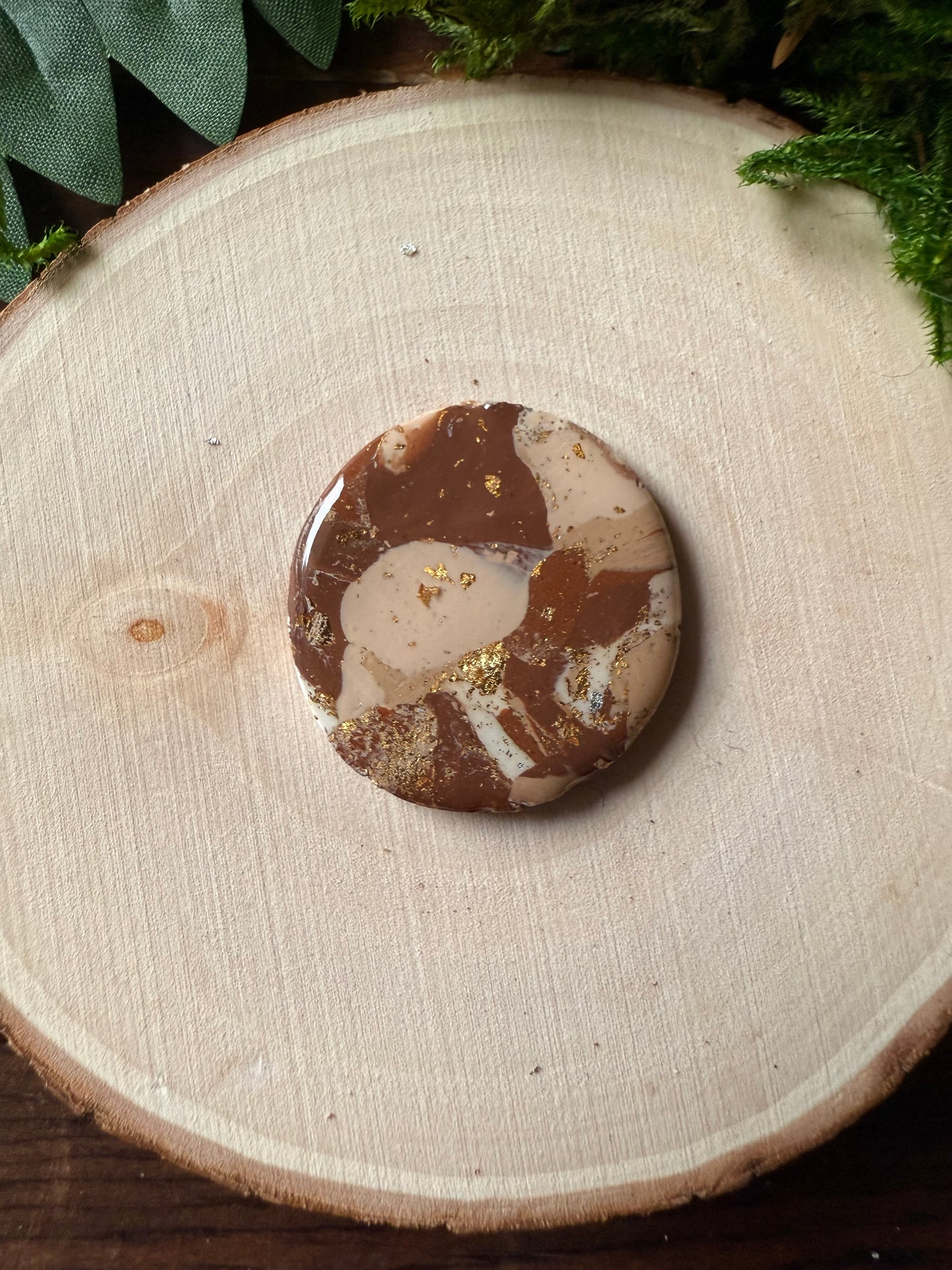 1.25" Gold & Light Brown Eco-Friendly Earthstone