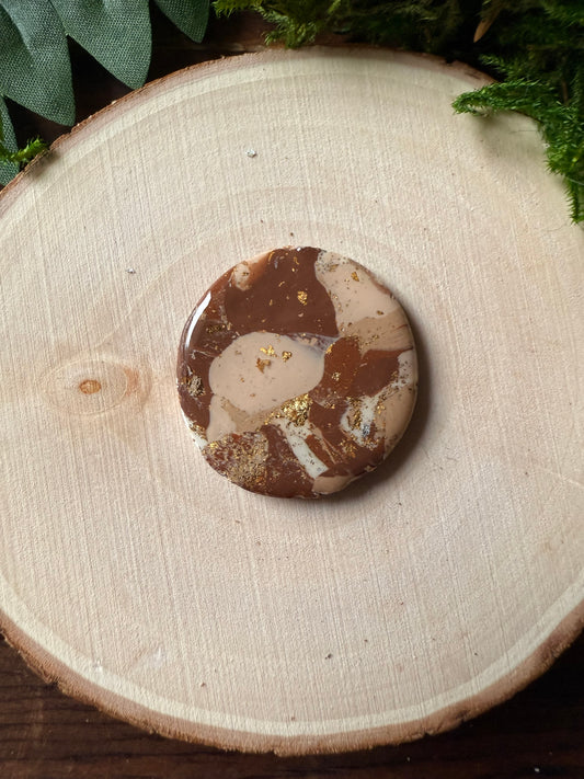 1.25" Gold & Light Brown Eco-Friendly Earthstone