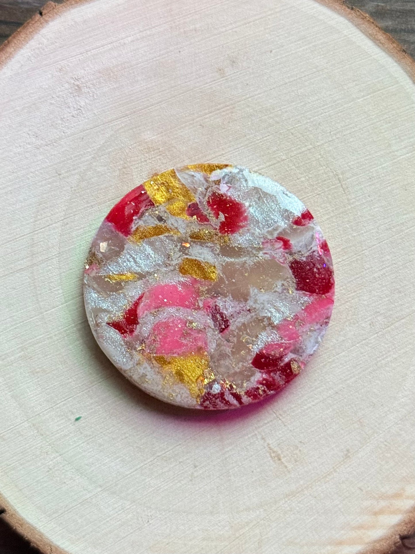 1.5" Gold & Pink Eco-Friendly Earthstone