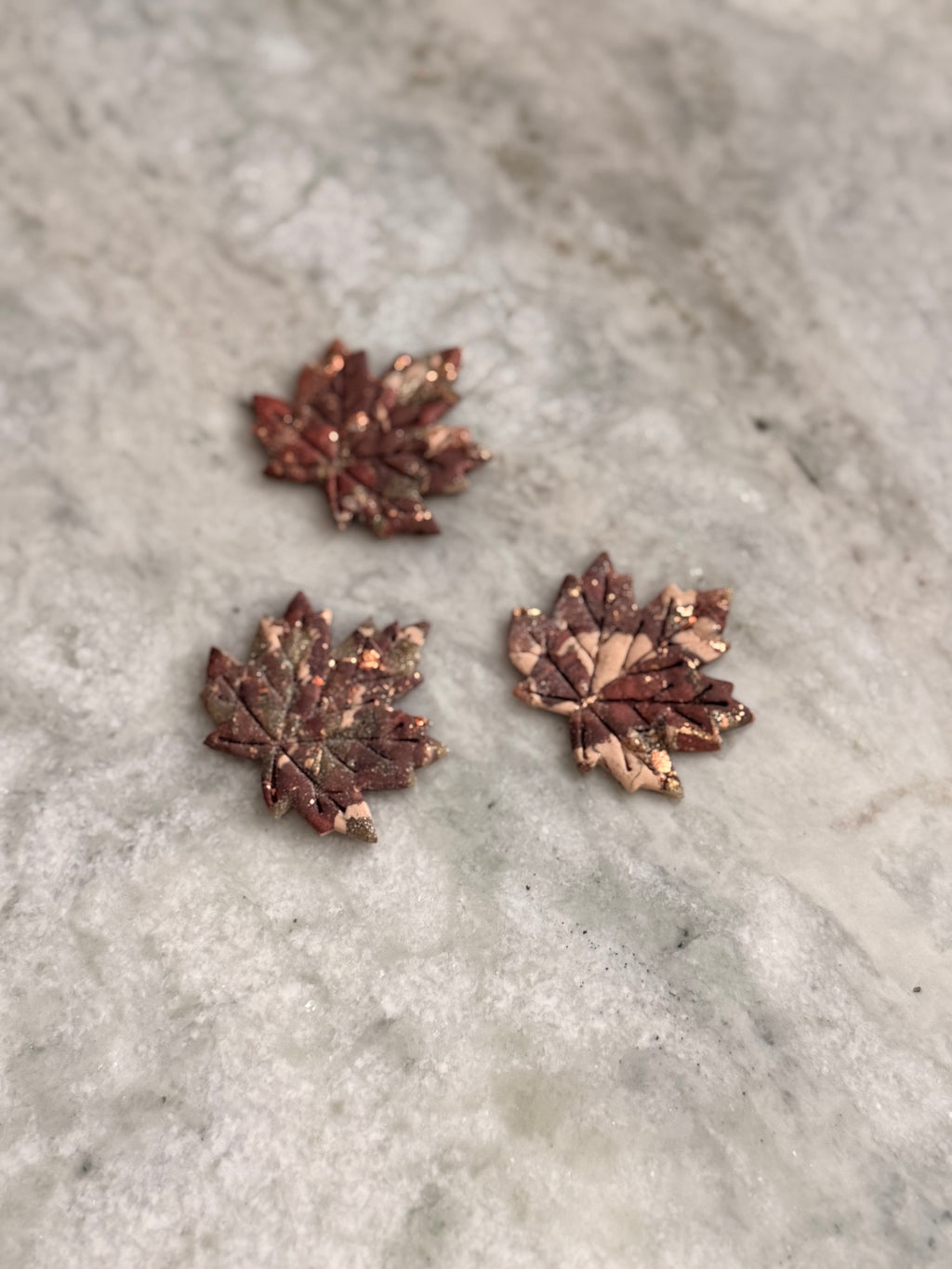 Gold & Burgundy Leaf Earthstones