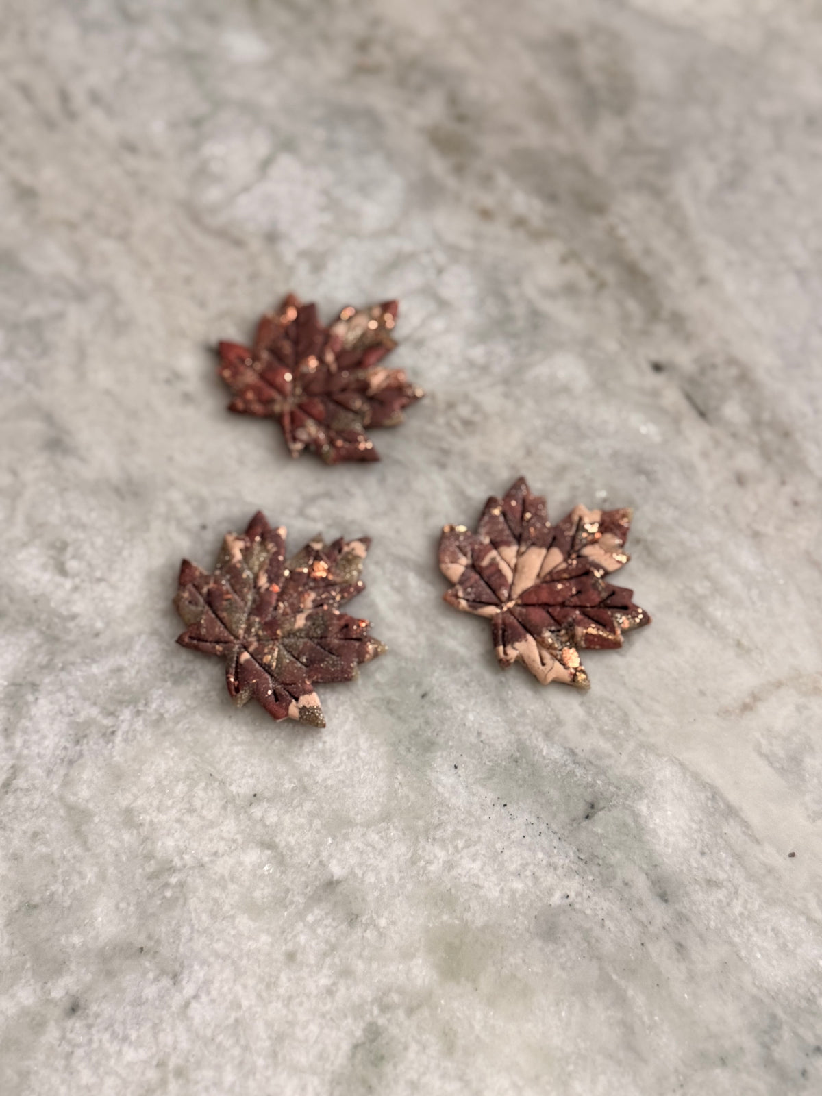 Gold & Burgundy Leaf Earthstones