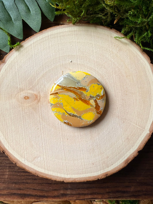 1.25" Silver & Yellow Eco-Friendly Earthstone