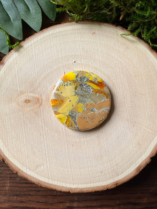 1.25" Silver & Yellow Eco-Friendly Earthstone