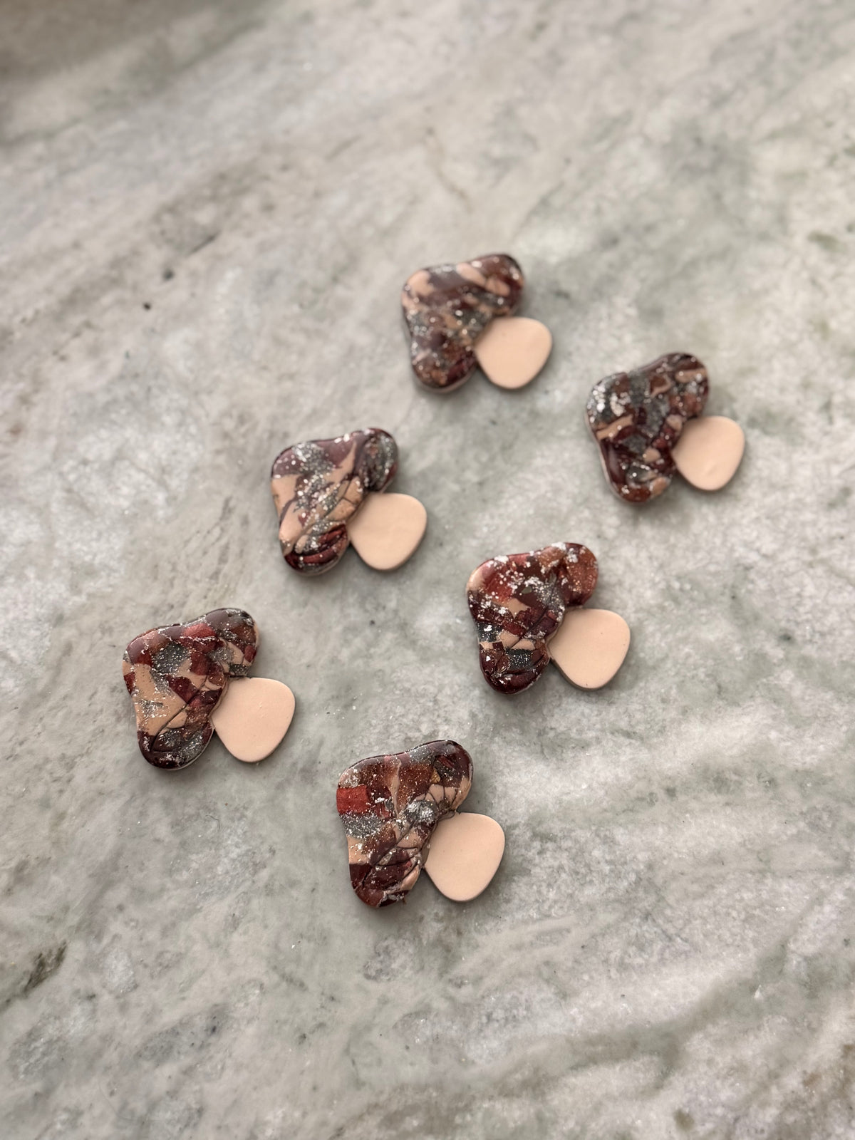 Silver & Burgundy Mushroom Earthstones