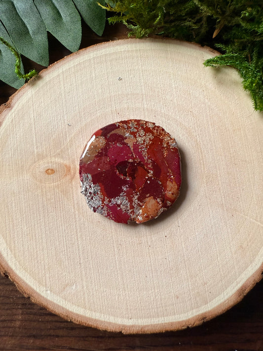 1.25" Silver & Maroon Eco-Friendly Earthstone