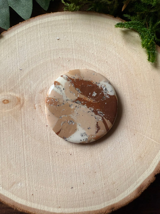 1.25" Silver & Light Brown Eco-Friendly Earthstone