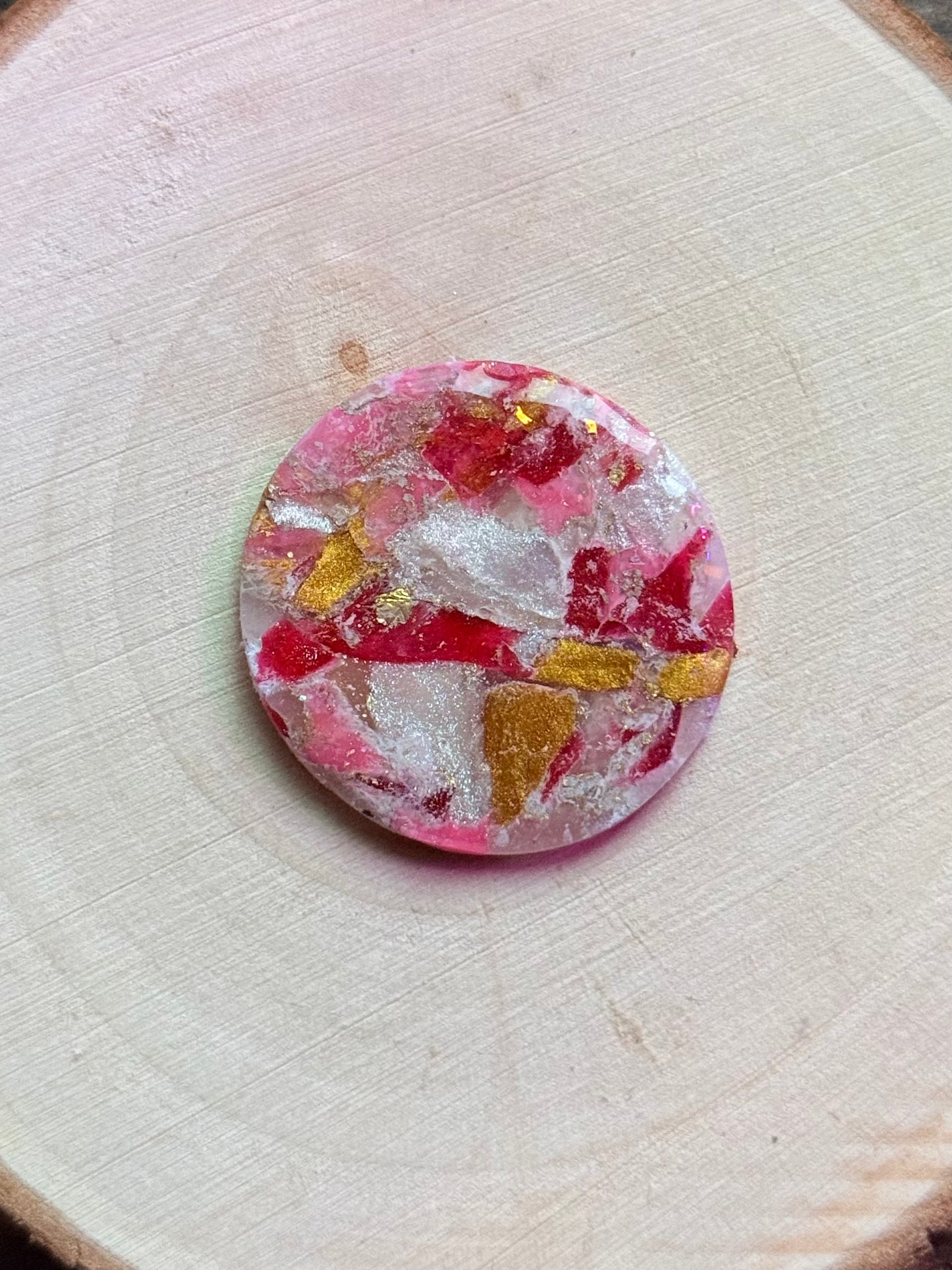 1.25" Gold & Pink Eco-Friendly Earthstone